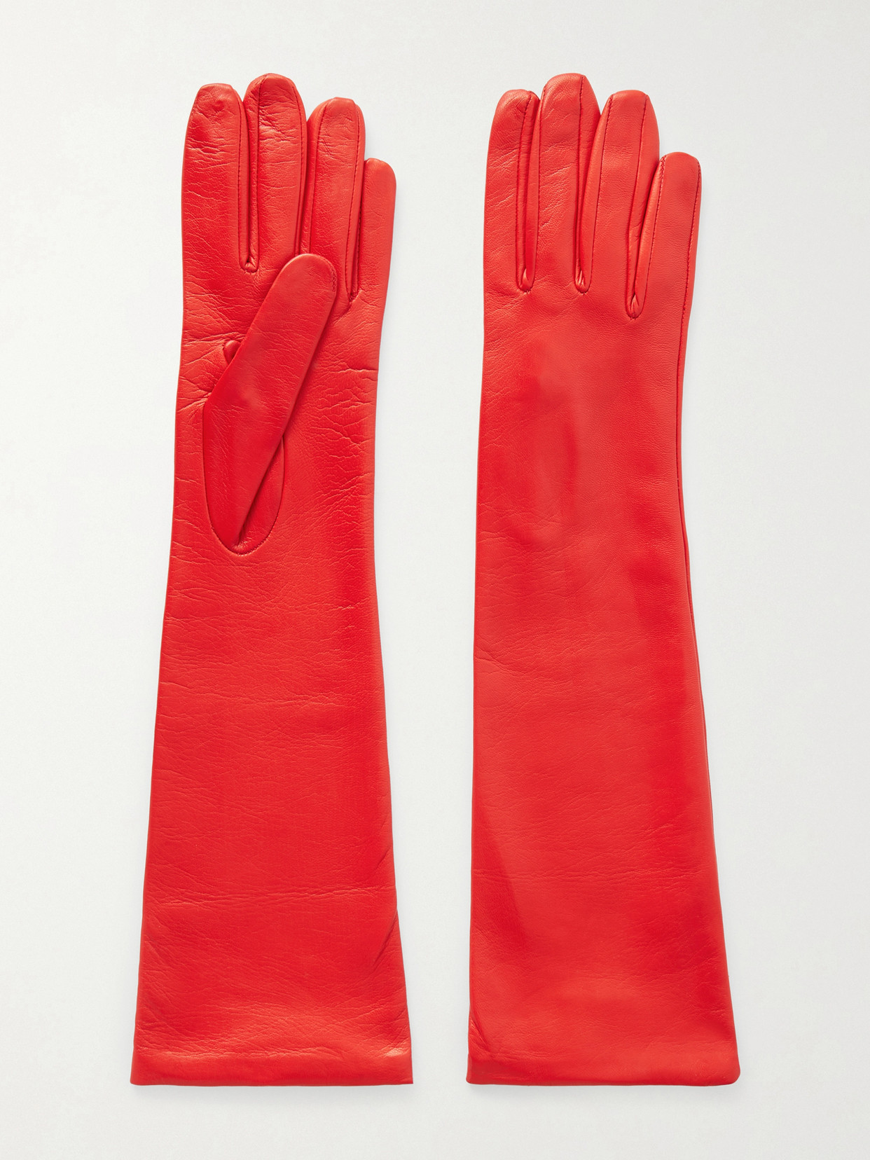 Nour Hammour Leather Gloves In Red