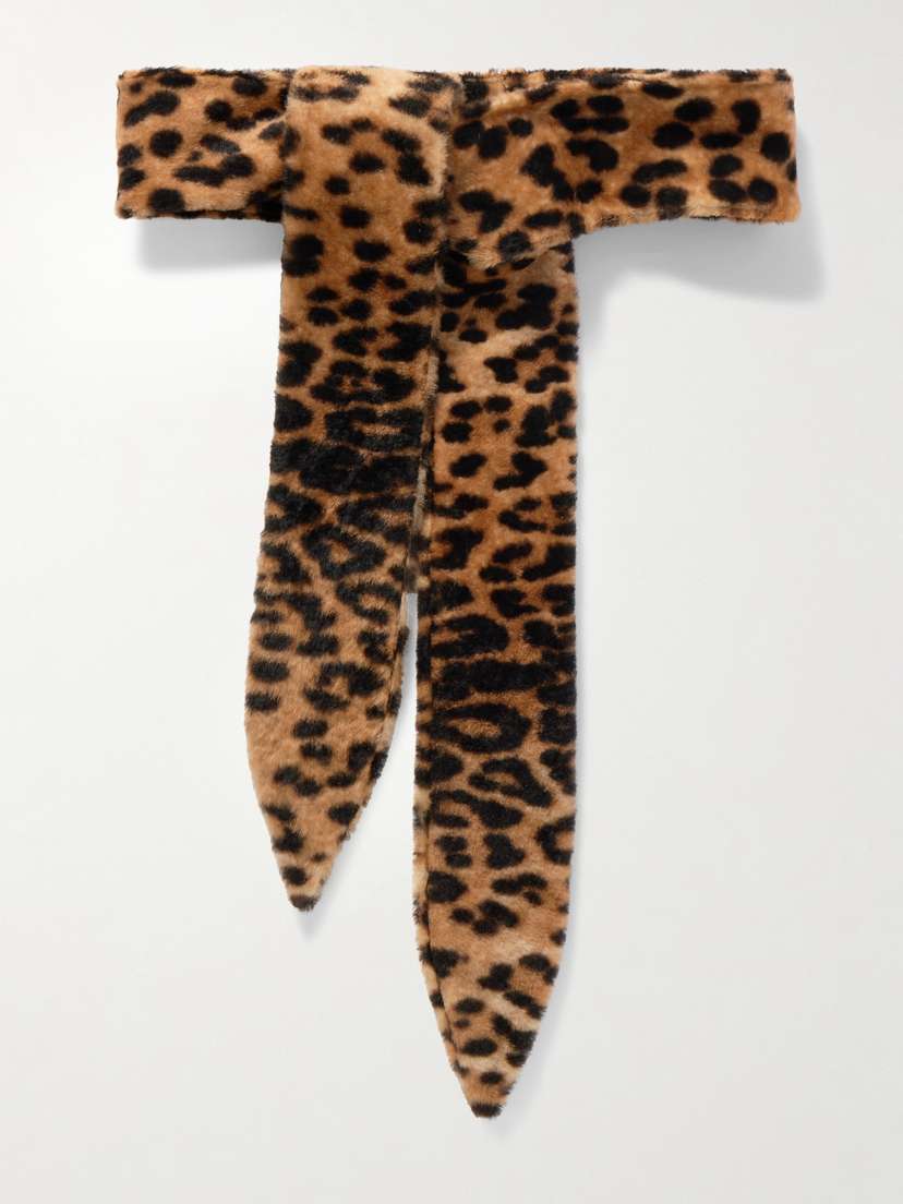Nour Hammour Sash Leopard-print Shearling Belt