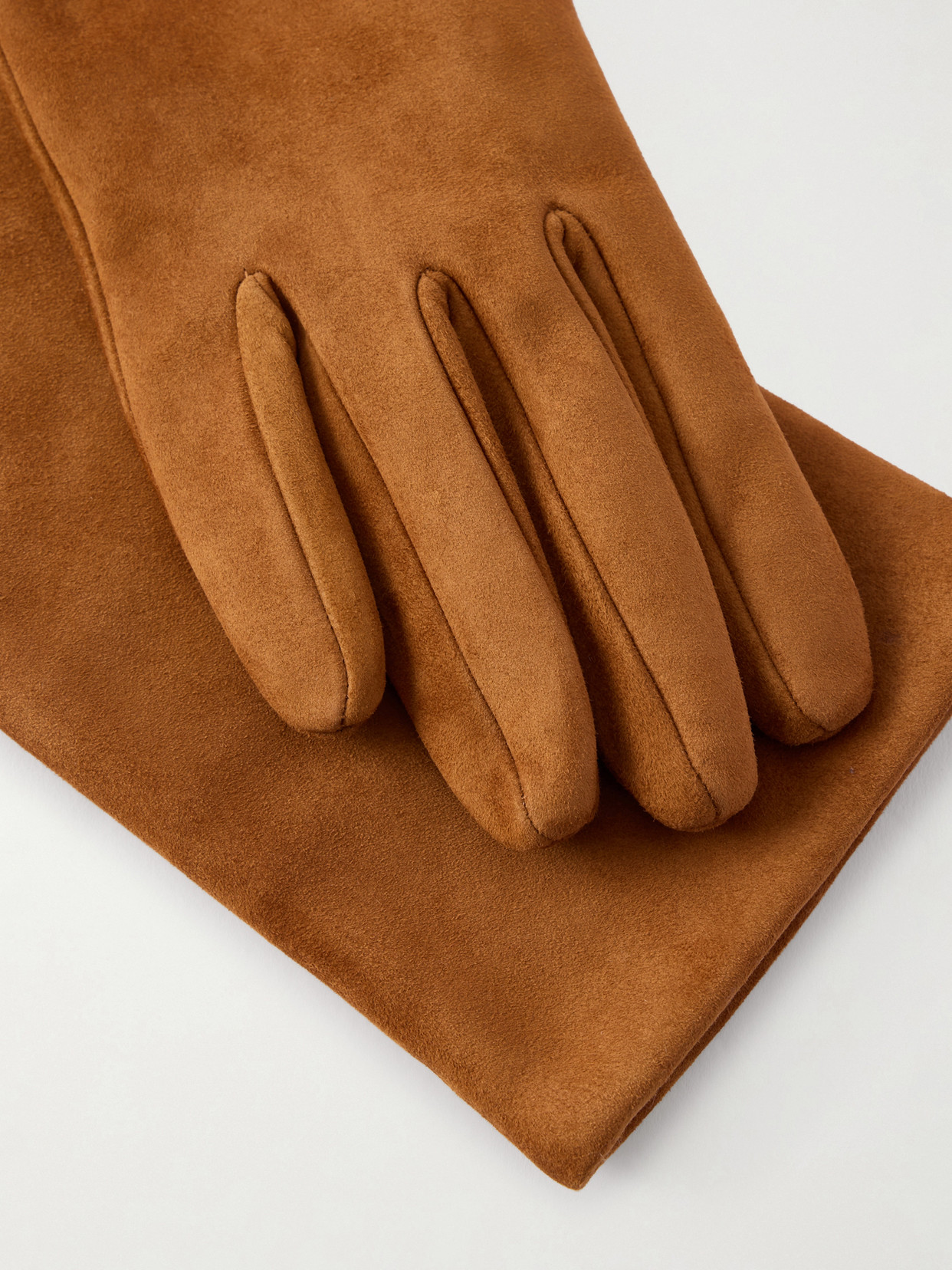 Nour Hammour Suede Gloves In Brown