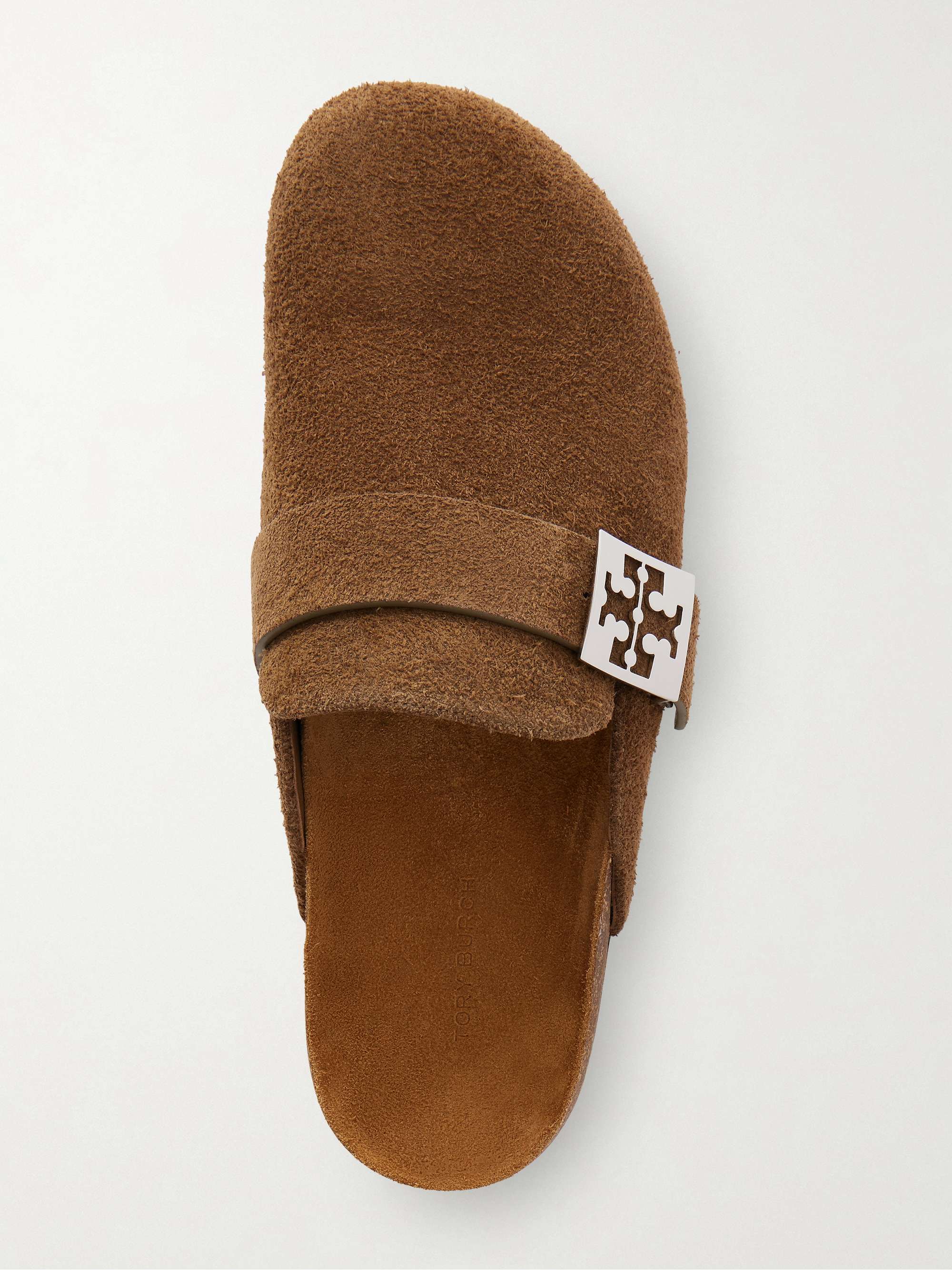 Tory Burch ブラウン ミュールUS7.5 TORY BURCH Mellow embellished suede clogs | NET-A-PORTER