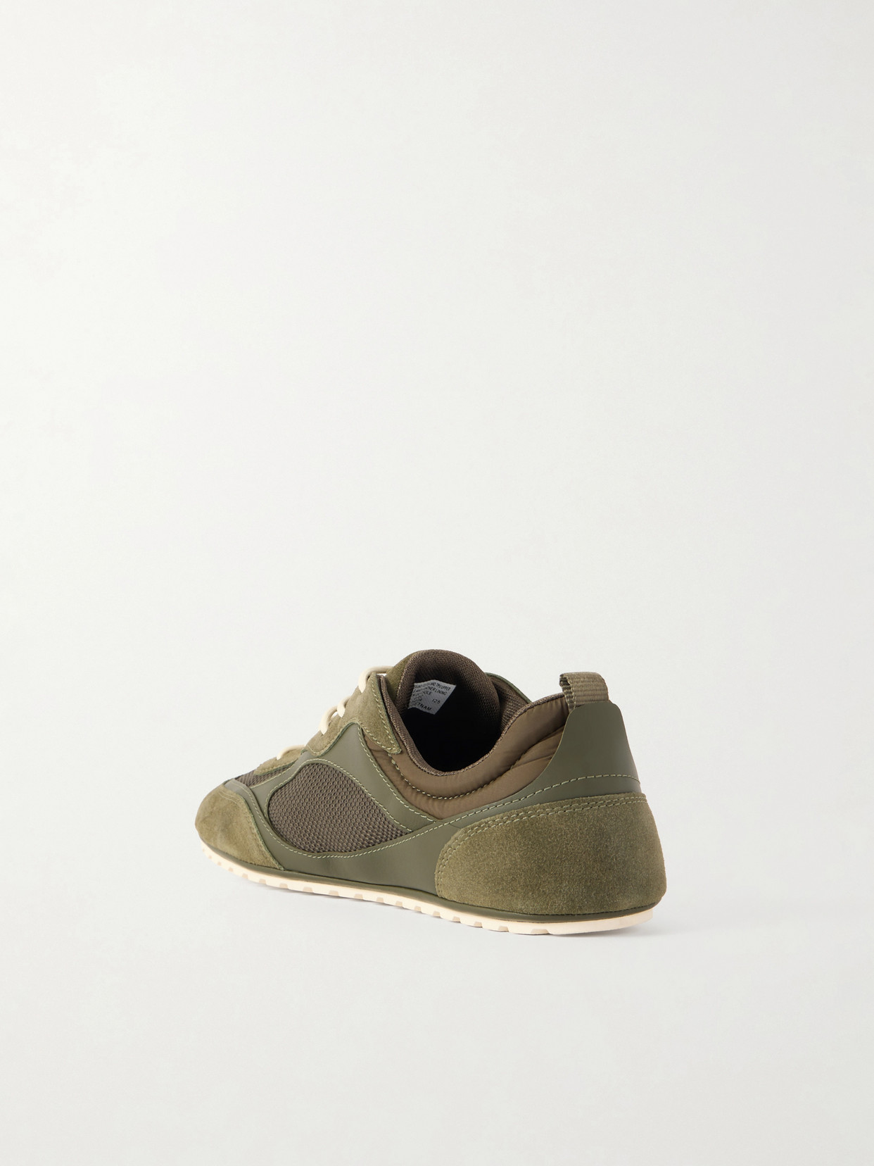 Tory Burch Field Shell-trimmed Mesh, Leather And Suede Sneakers In Green