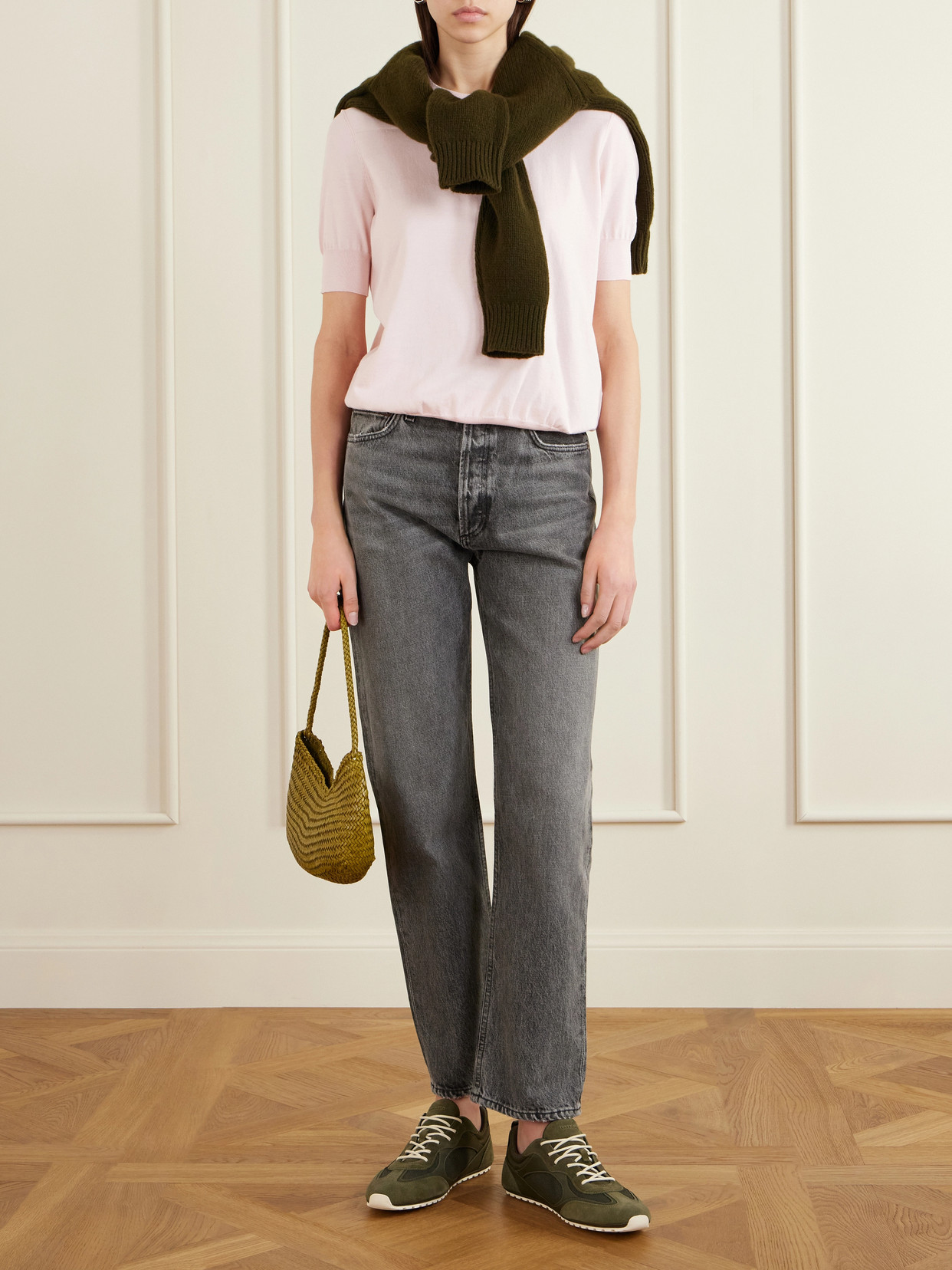 Tory Burch Field Shell-trimmed Mesh, Leather And Suede Sneakers In Green