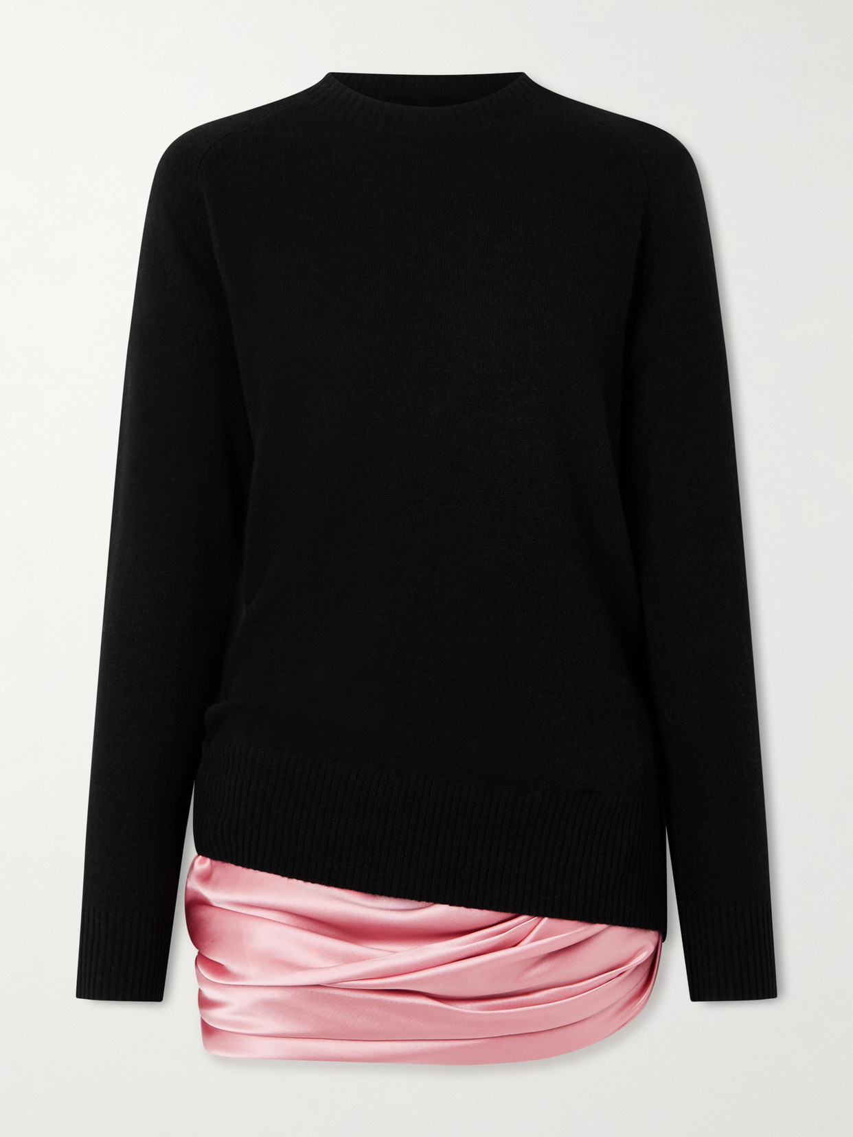 Christopher Esber Monument Silk-trimmed Cashmere Mini Dress In Black