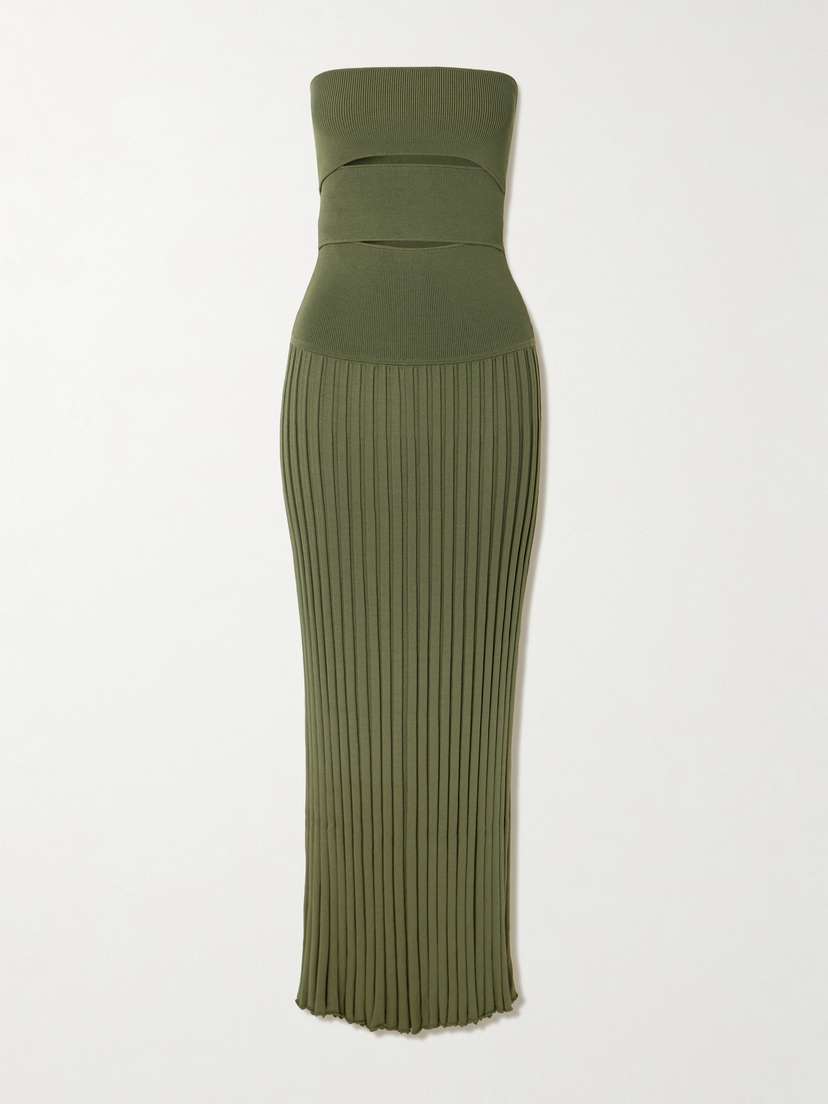 Christopher Esber Sunray Strapless Cutout Ribbed-knit Dress