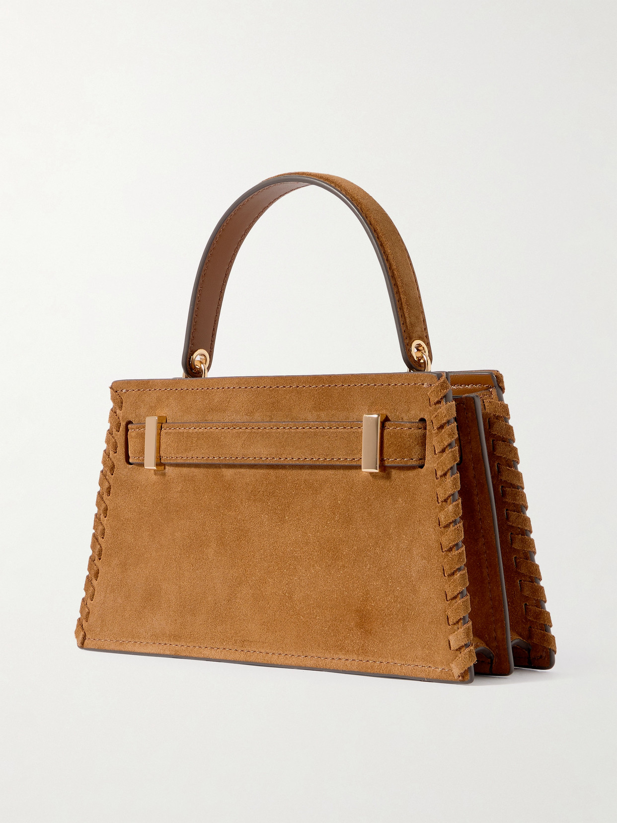 Tory Burch Petite Lee Radziwill Fringed Whipstitched Suede Shoulder Bag In Brown