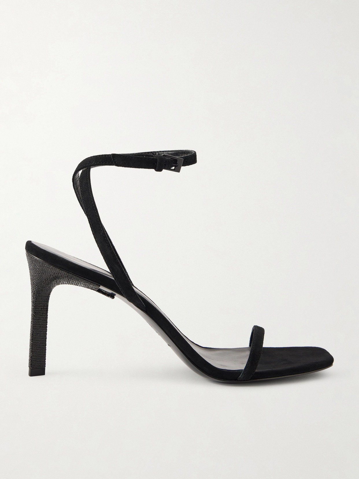 Tory Burch Crystal-embellished Suede Sandals In Black