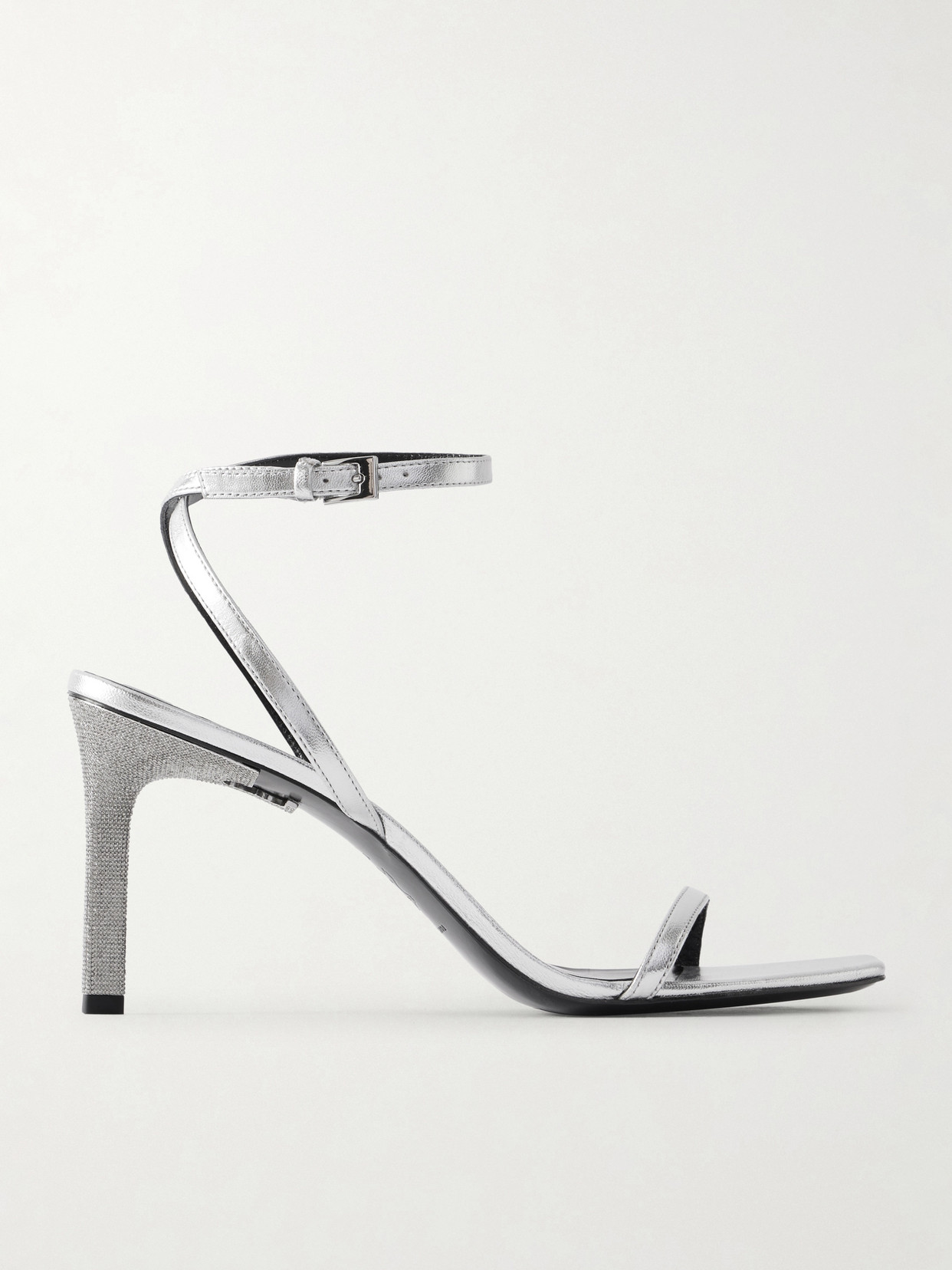 Tory Burch Crystal-embellished Metallic Leather Sandals In Silver