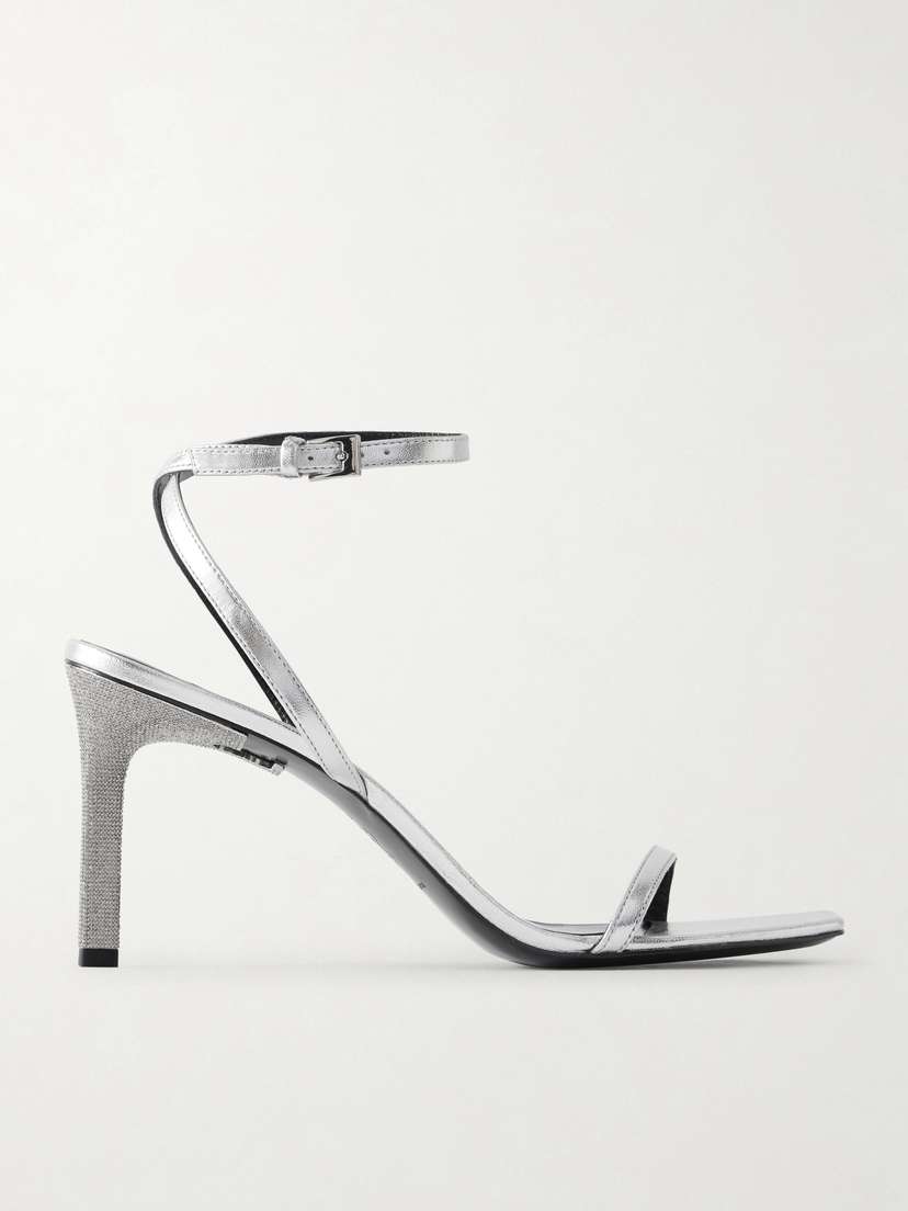 Tory Burch Crystal-embellished Metallic Leather Sandals
