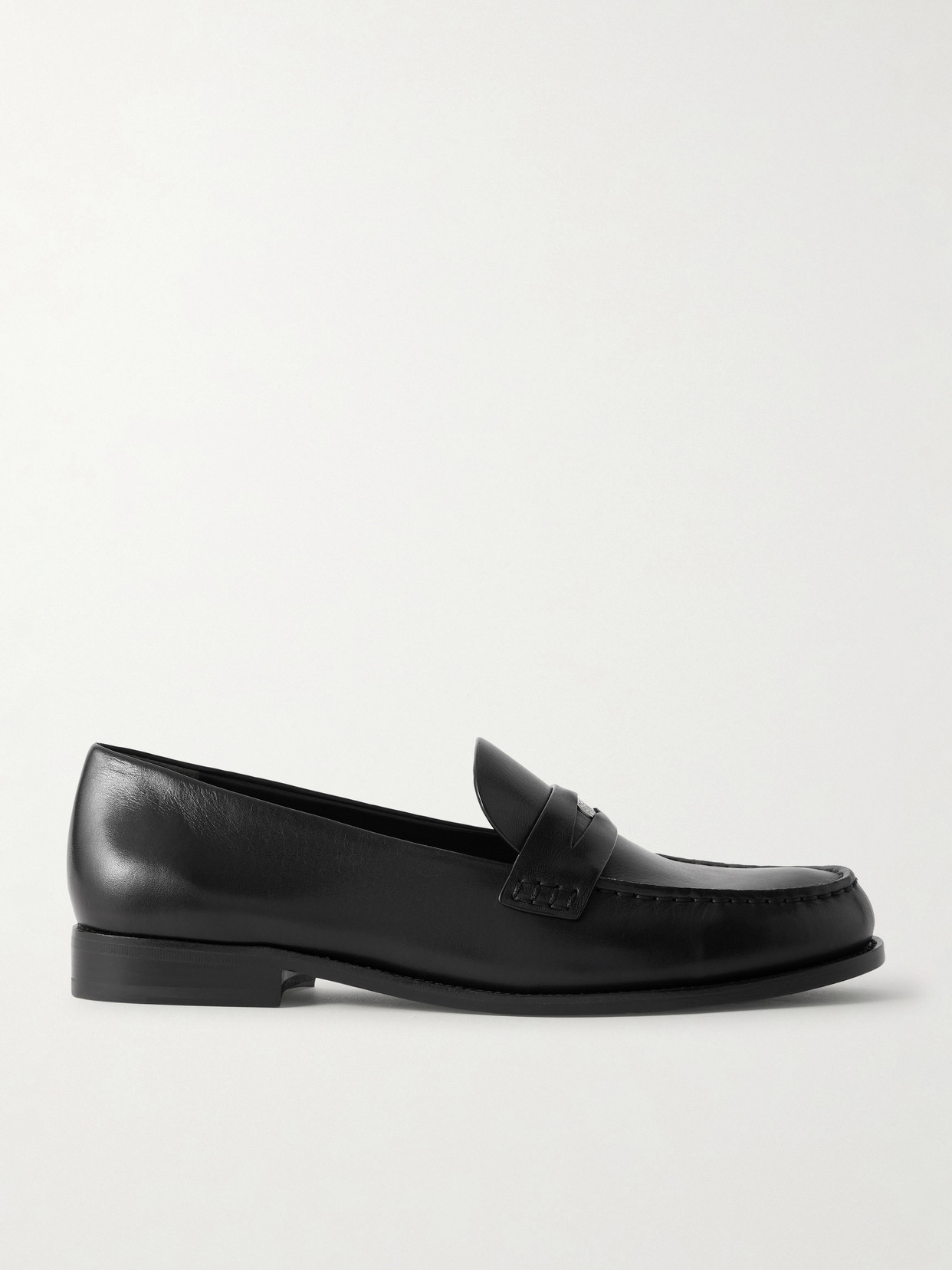Tory Burch Leather Penny Loafers In Black