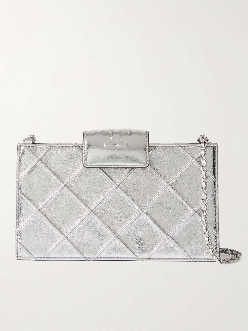 Tory Burch Fleming Mini Quilted Metallic Leather Shoulder Bag