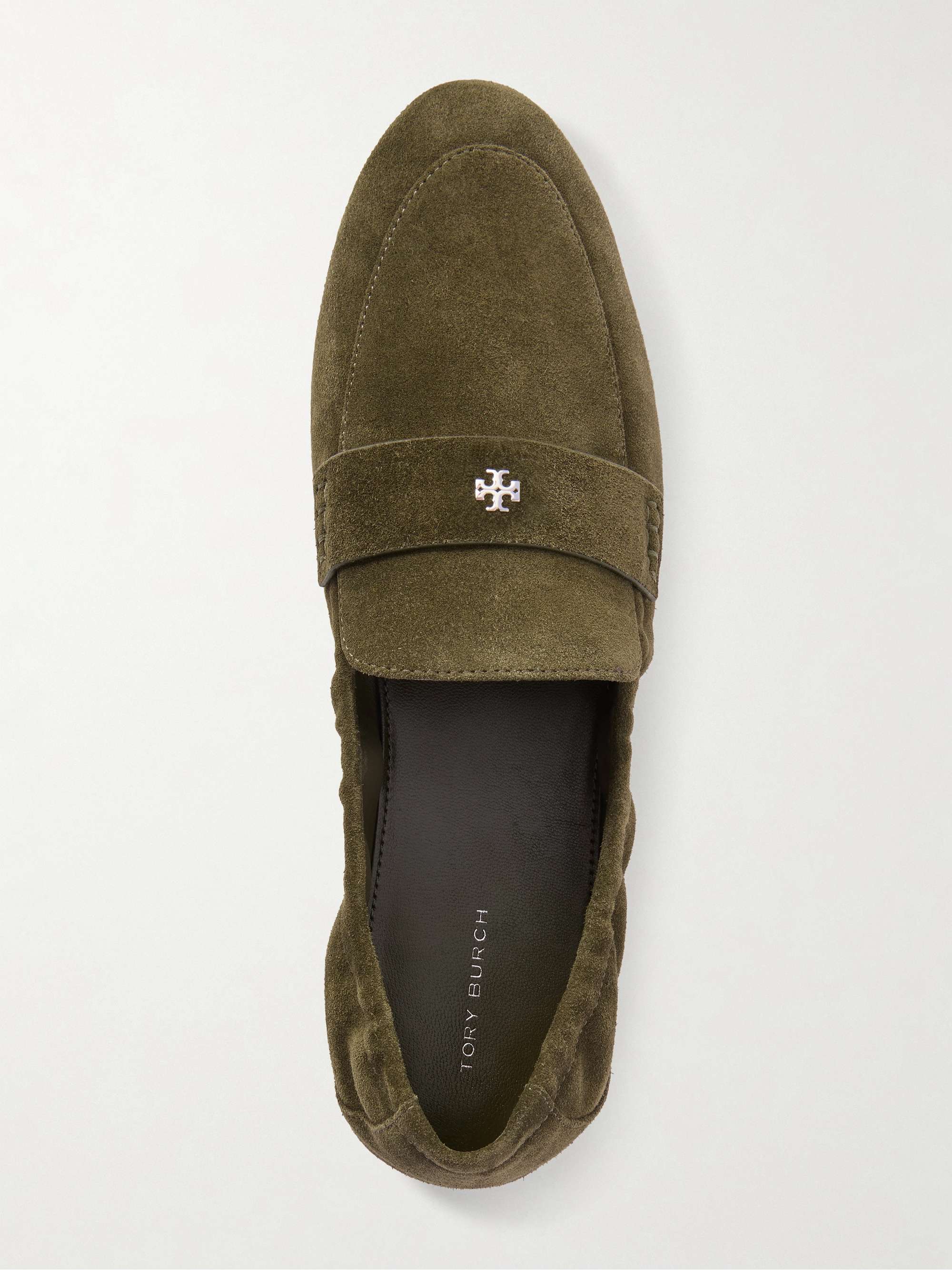 Tory Burch Brown Suede Logo Embellished Slip-On Loafers Tory Burch Suede loafers shoes | Women main image 2