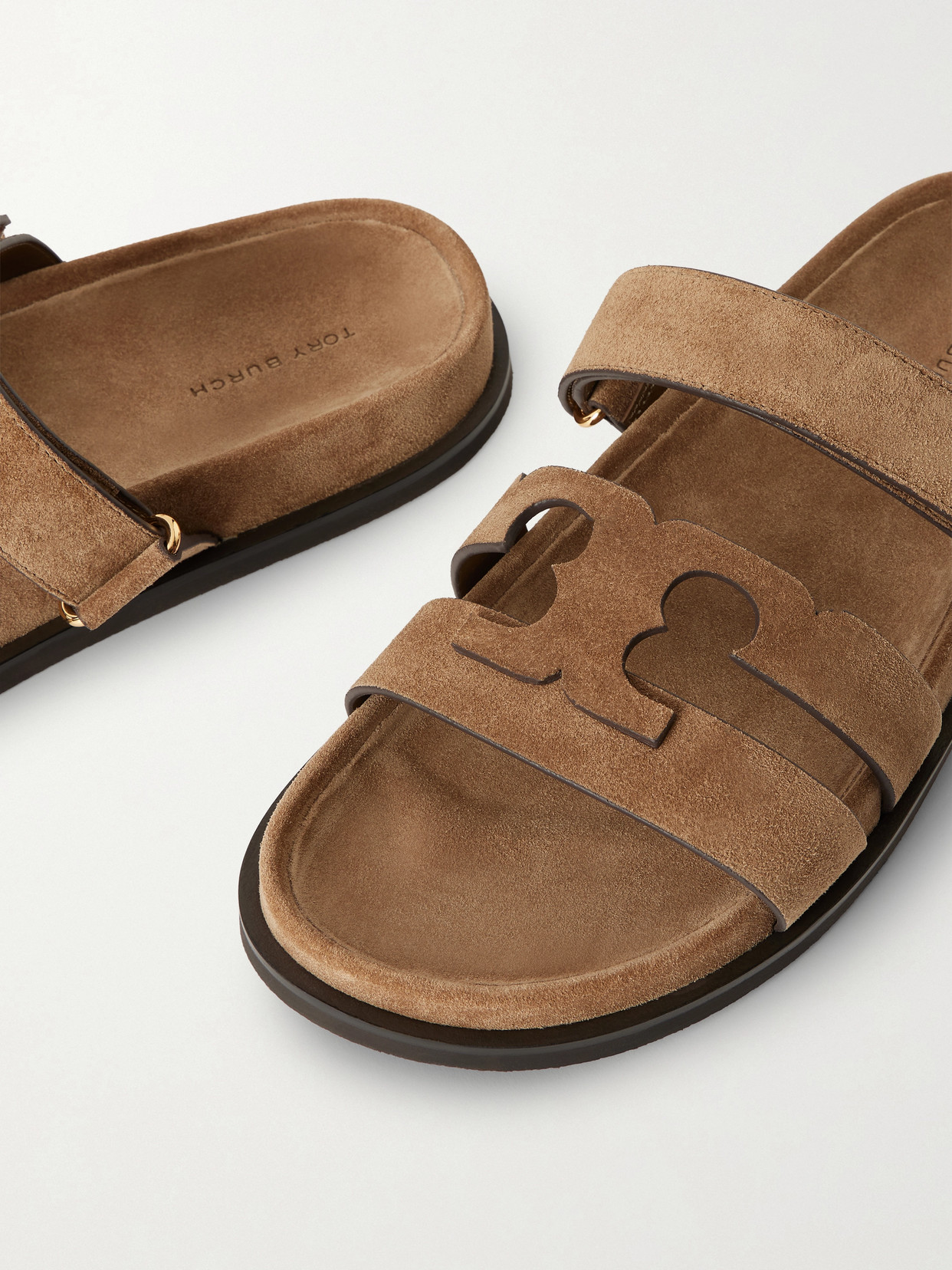 Tory Burch Ines Suede Triple-band Sport Mule Sandals In Brown