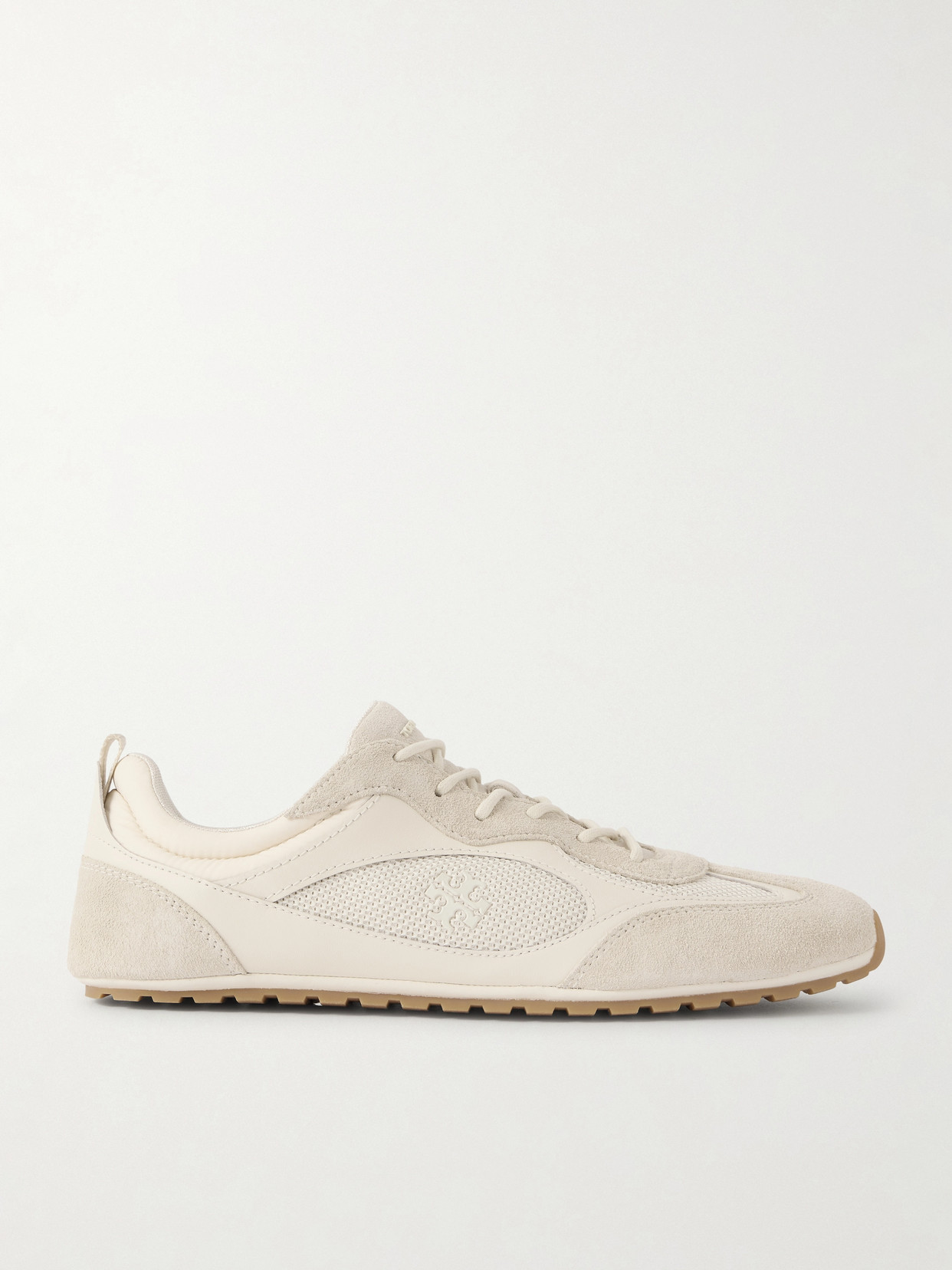 Tory Burch Field Leather, Mesh And Suede Sneakers In White