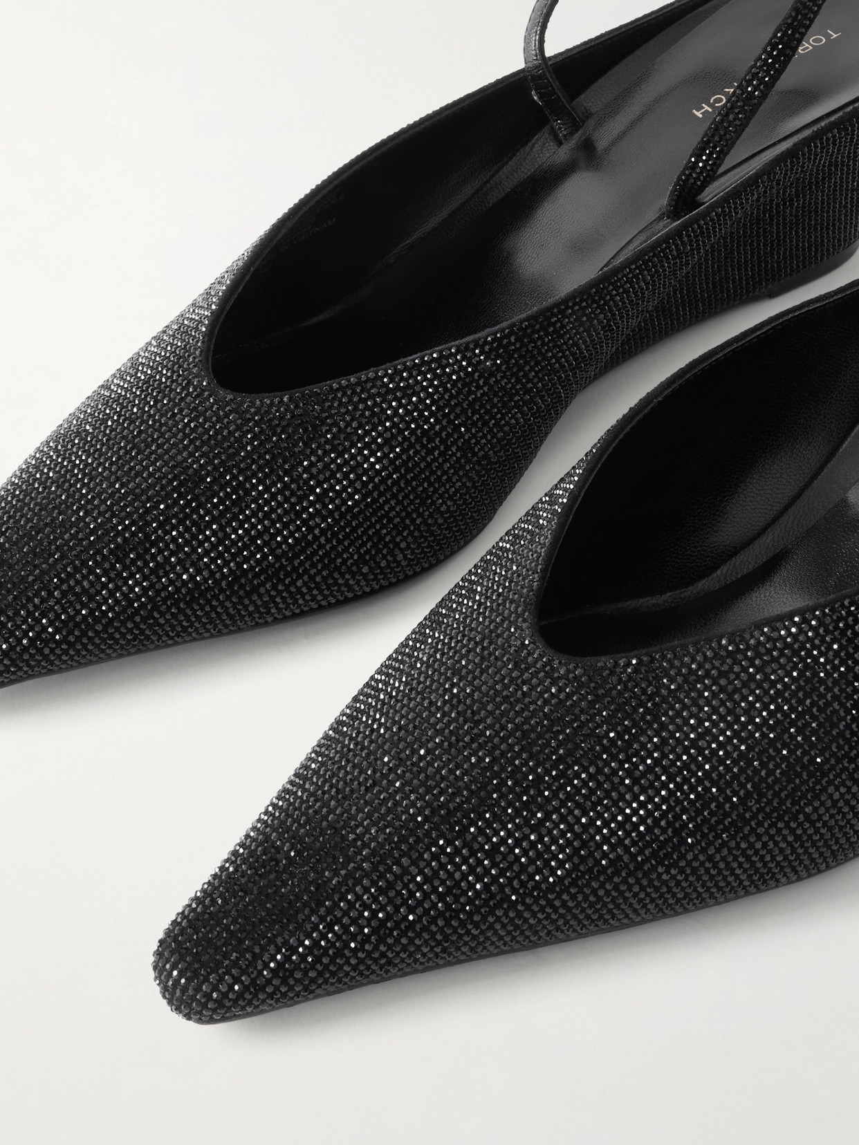 Tory Burch Crystal-embellished Leather Wedge Pumps In Black