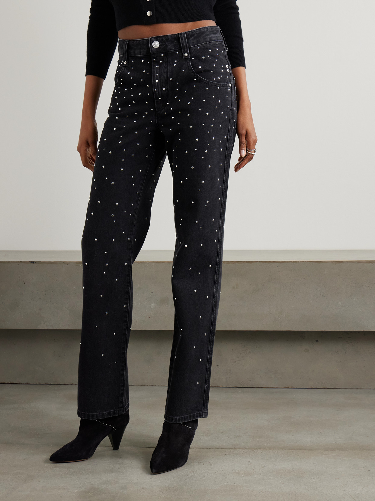Isabel Marant Brinsa Studded High-rise Skinny Jeans In Black