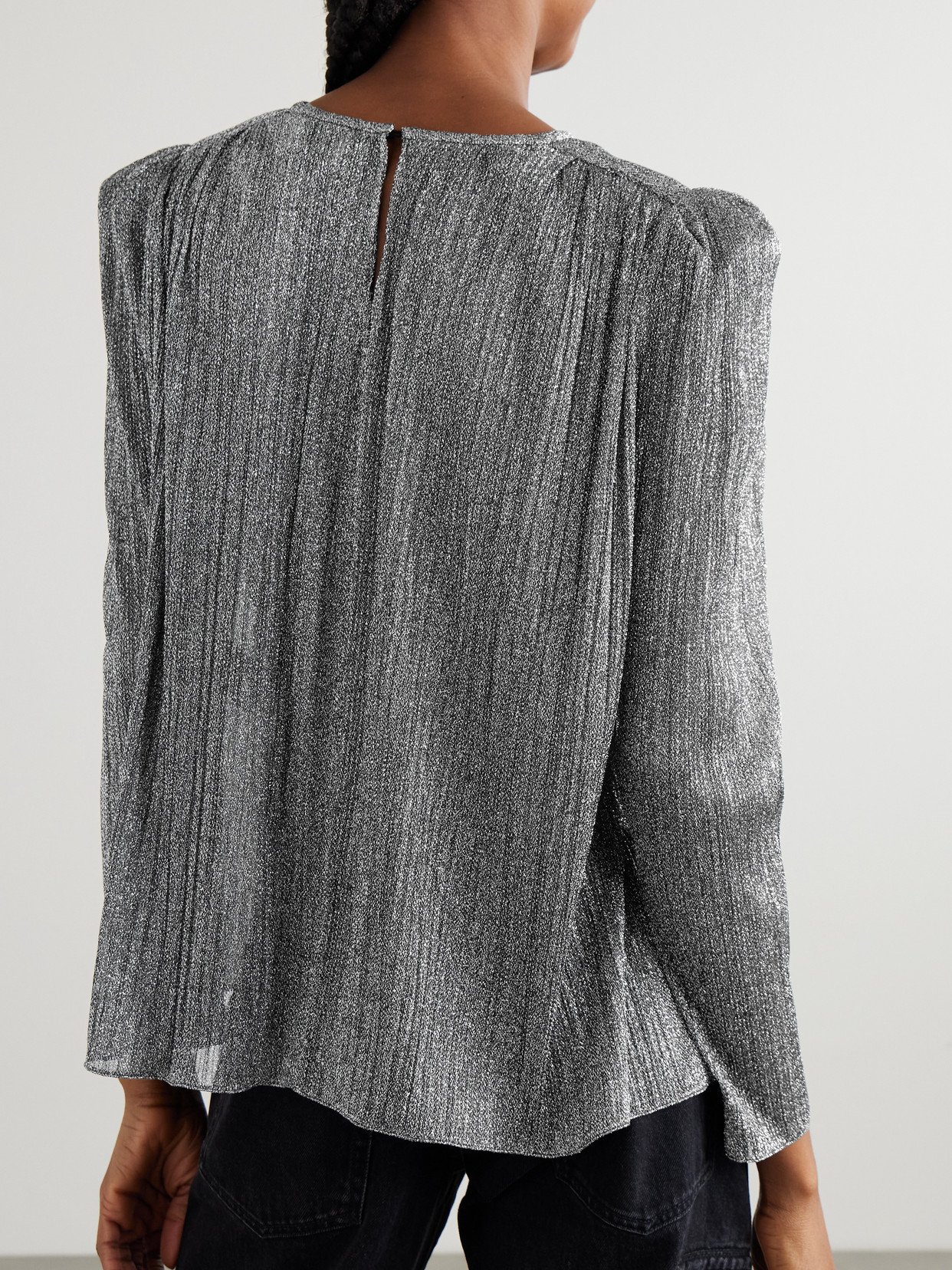Isabel Marant Elyia Gathered Lamé Blouse In Silver