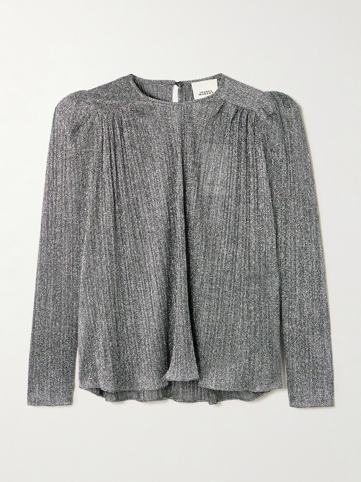 Isabel Marant Elyia Gathered Lamé Blouse In Silver