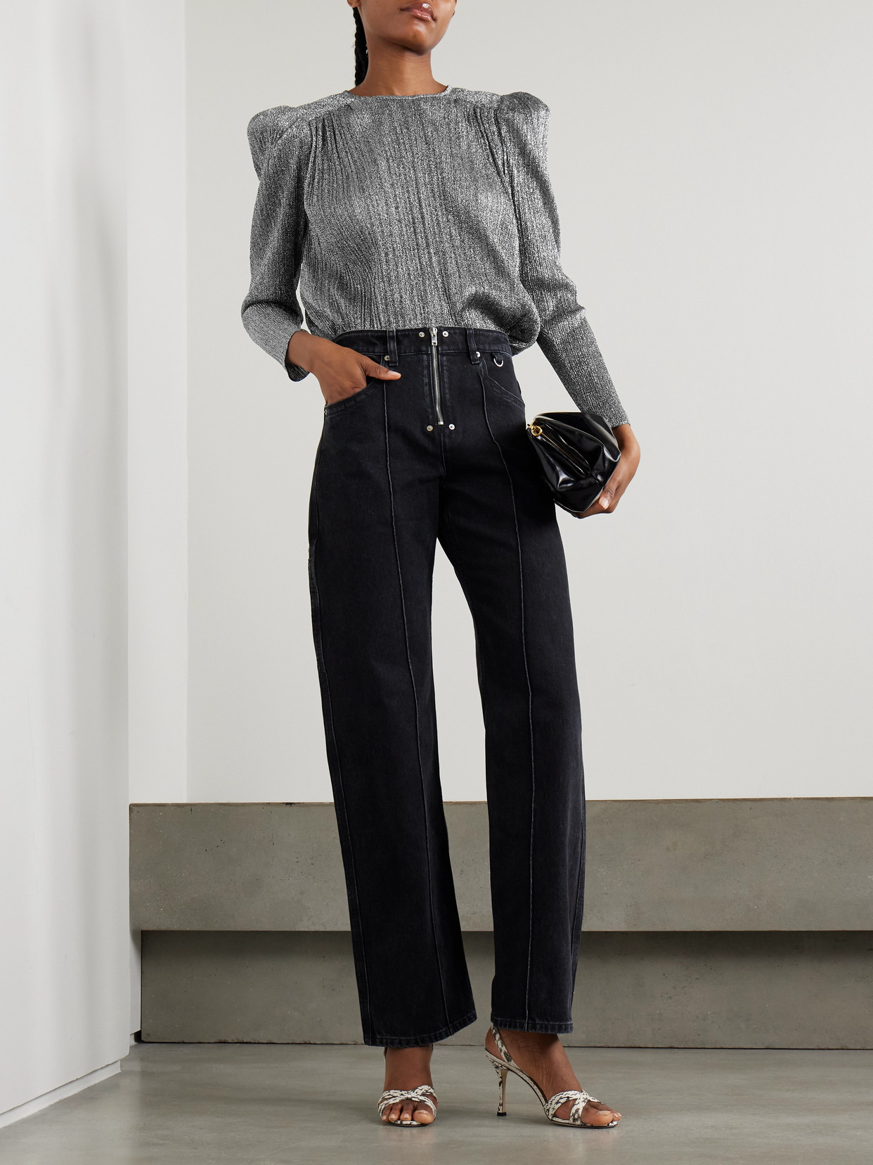 Isabel Marant Elyia Gathered Lamé Blouse In Silver