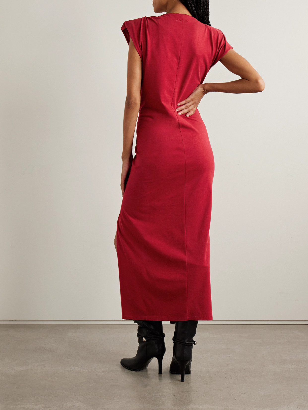 Isabel Marant Nadela Asymmetric Gathered Organic Cotton-jersey Maxi Dress In Red