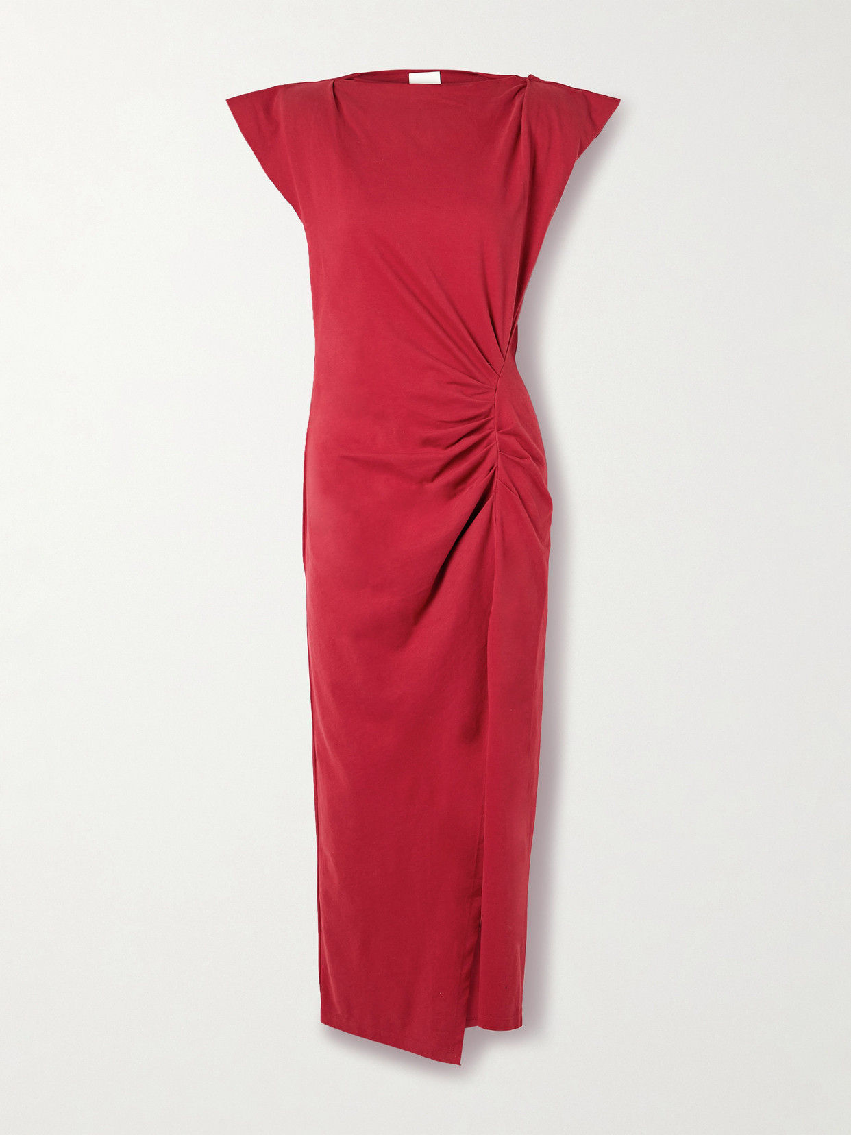 Isabel Marant Nadela Asymmetric Gathered Organic Cotton-jersey Maxi Dress In Red