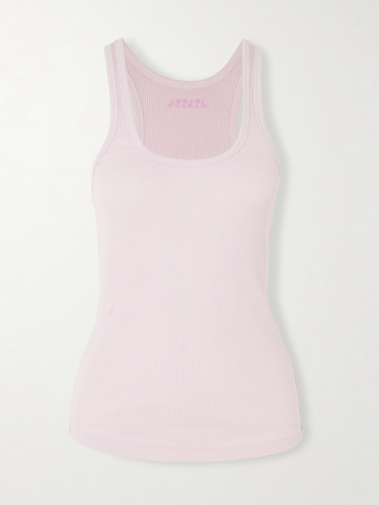 Isabel Marant Thea Embroidered Ribbed Cotton-jersey Tank In Pink