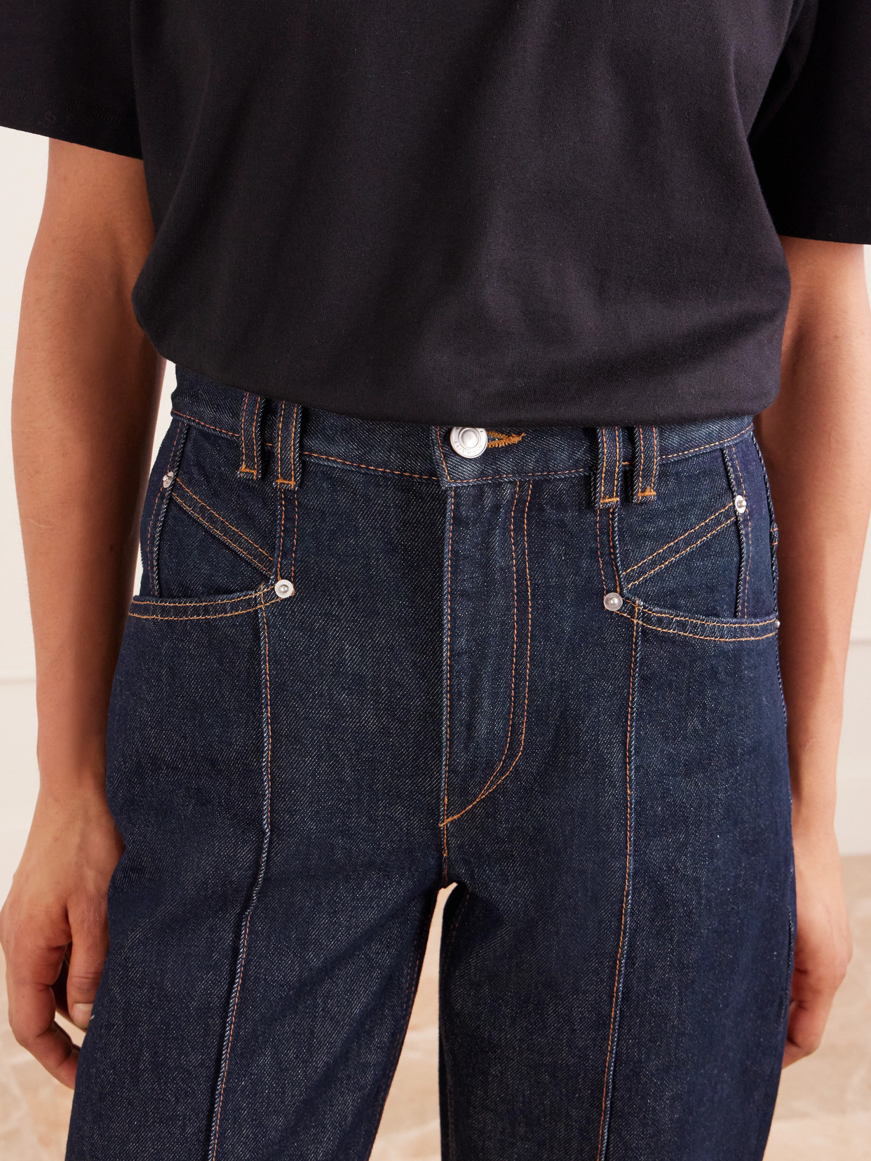 Isabel Marant Drolane Paneled Straight Jeans In Blue