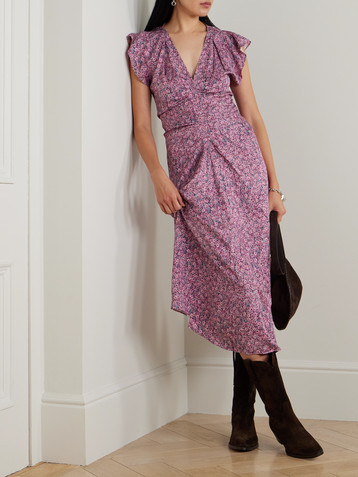 Isabel Marant - Albini gathered printed silk-blend midi dress | Plush
