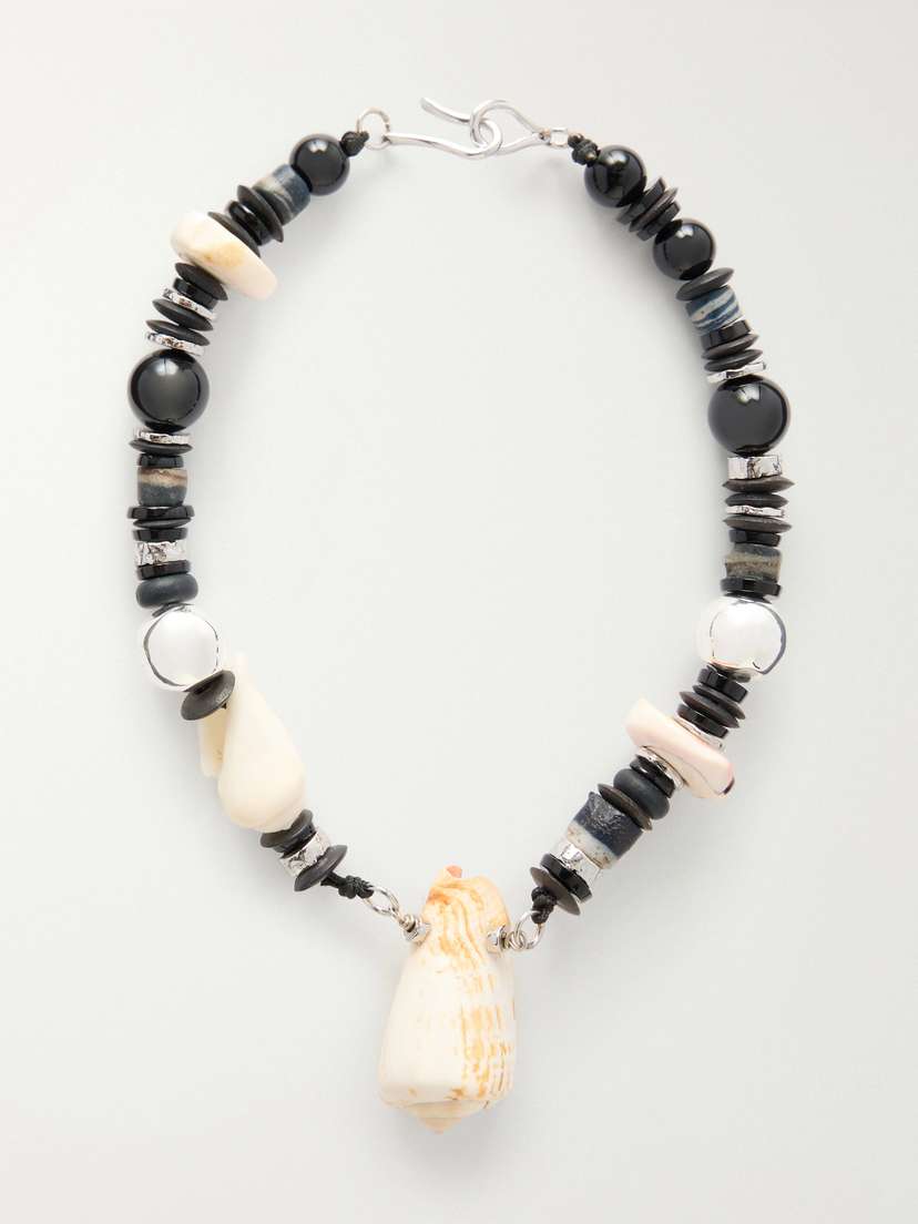 TOHUM Samsara Silver, Onyx And Seashell Necklace