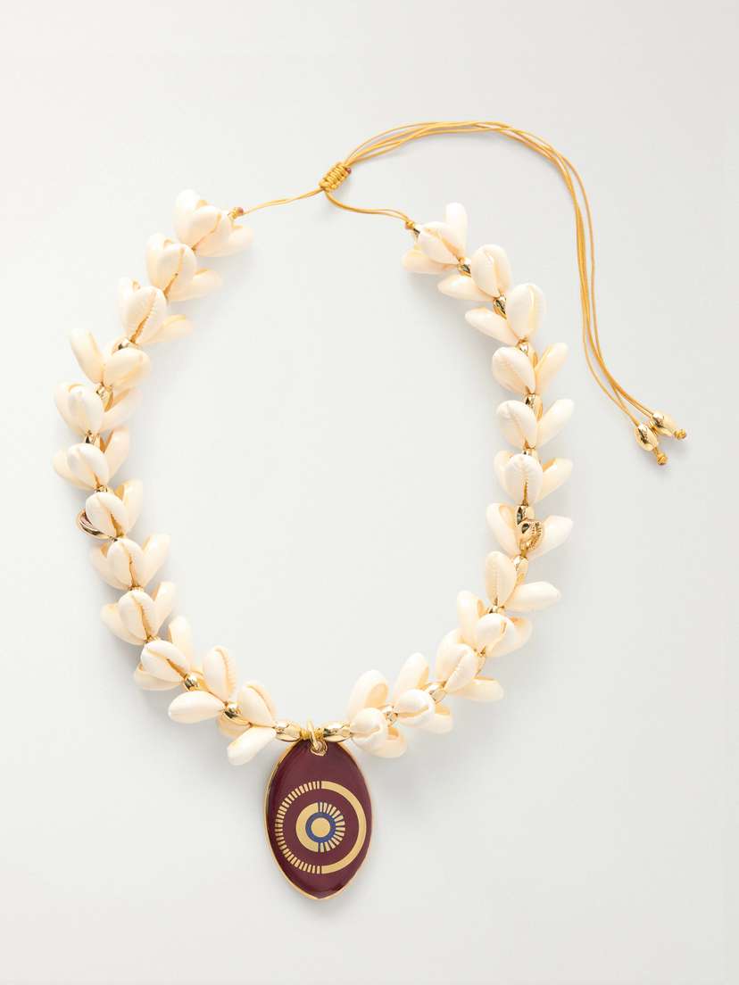 TOHUM Gold-plated, Seashell And Ceramic Necklace