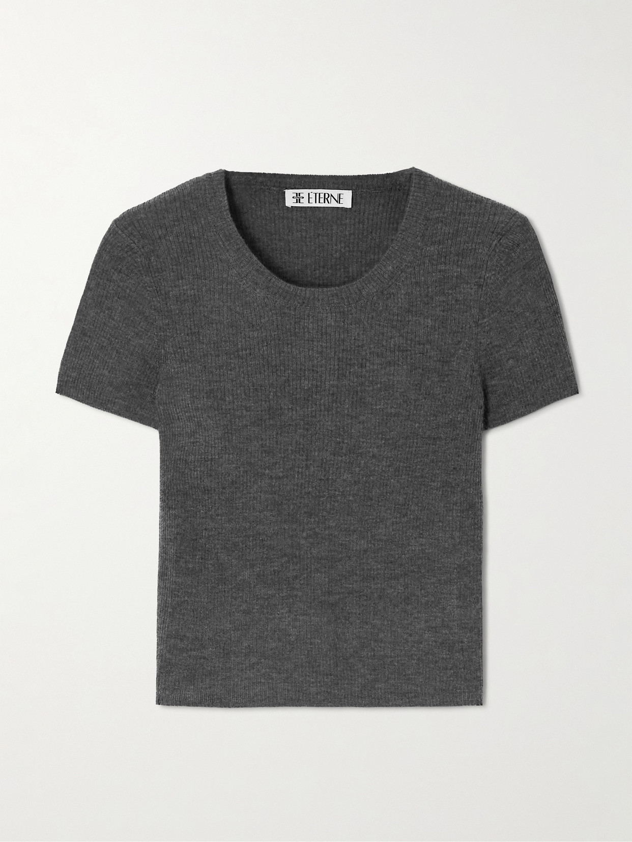 Éterne Baby Tee Cropped Ribbed Cashmere T-shirt In Gray