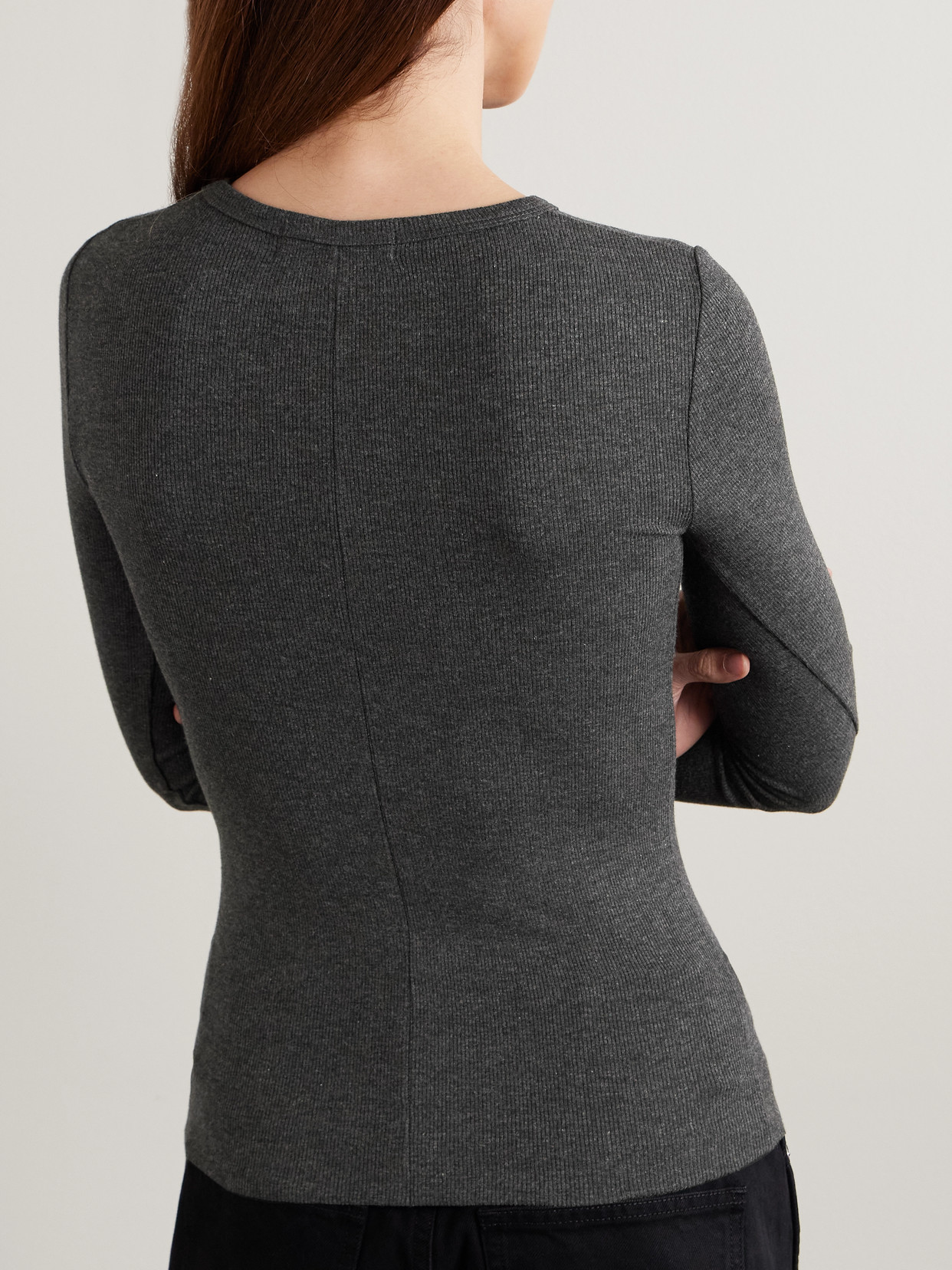 Éterne Ribbed Jersey Top In Gray