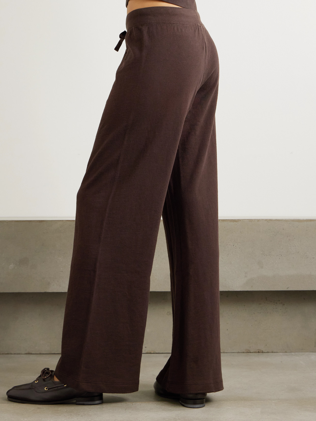 Éterne Wide-leg Cotton-jersey Sweatpants In Brown