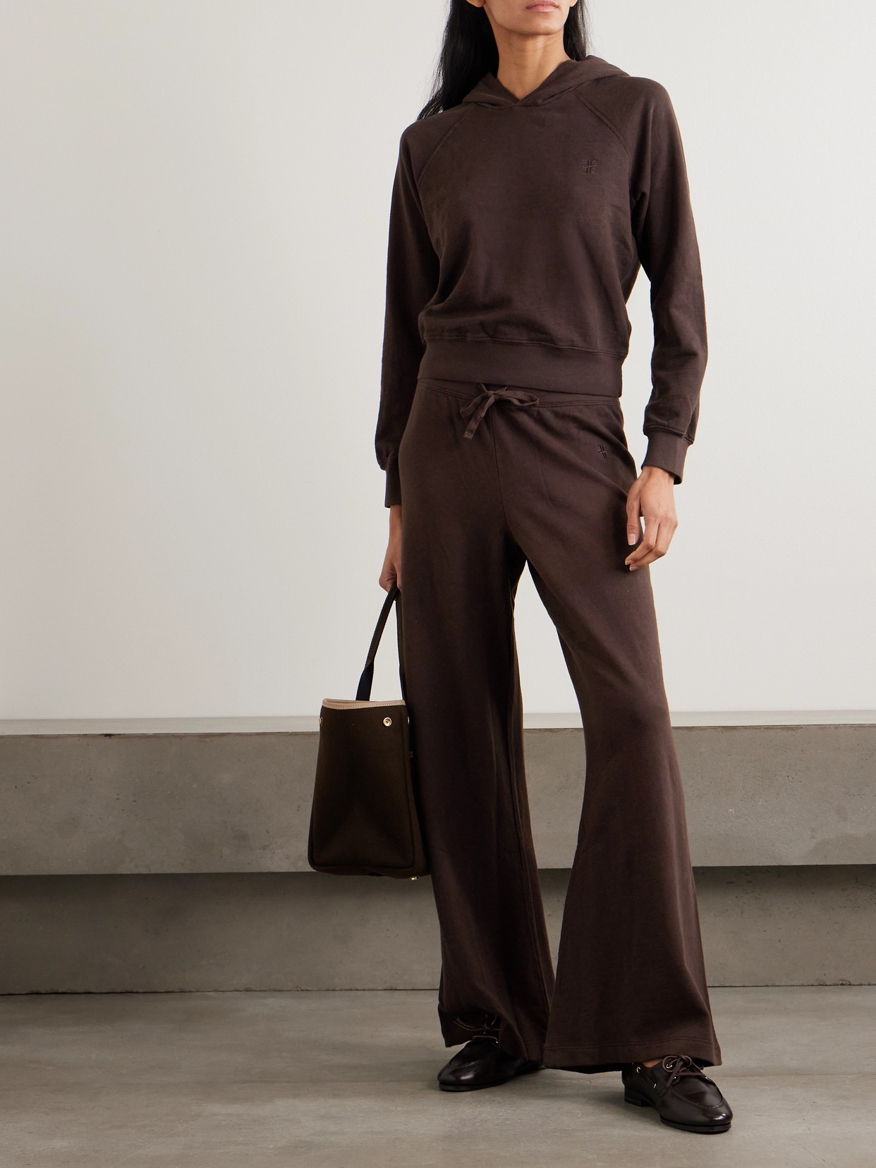 Éterne Wide-leg Cotton-jersey Sweatpants In Brown