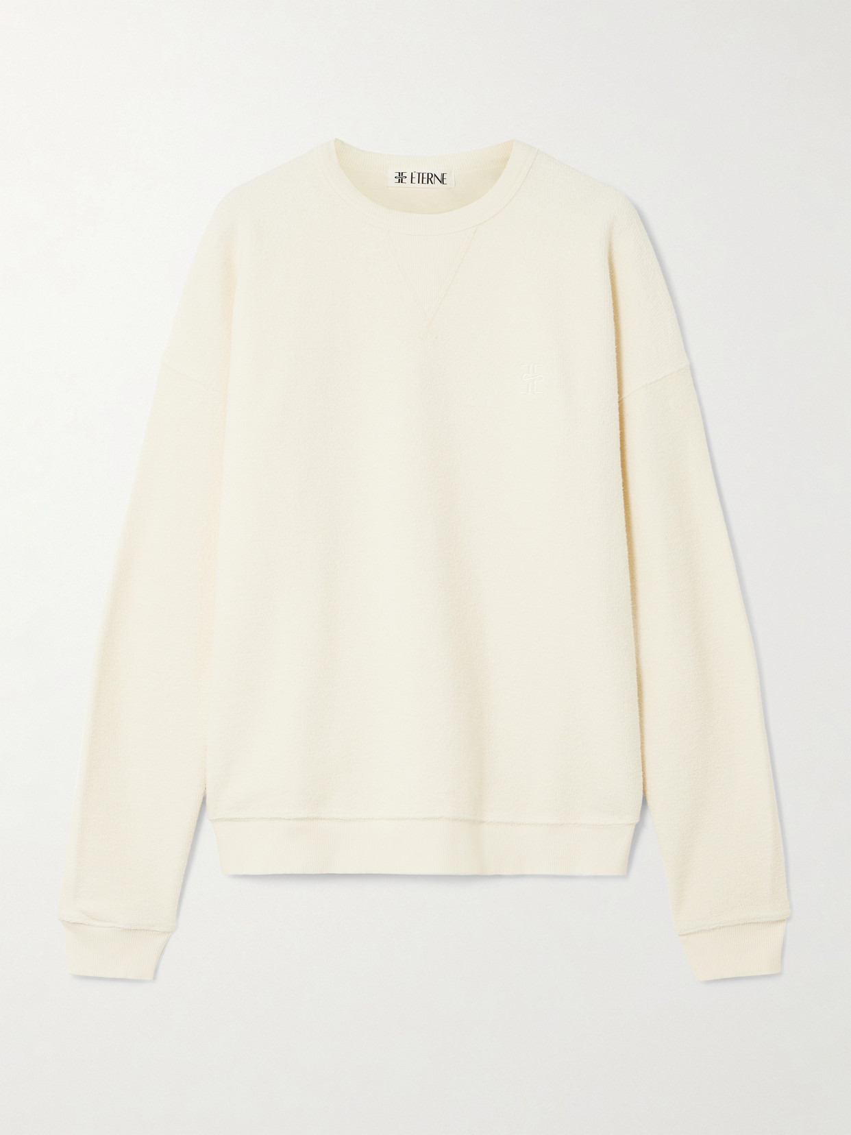 ÉTERNE - Embroidered Cotton-terry Sweatshirt - Neutrals