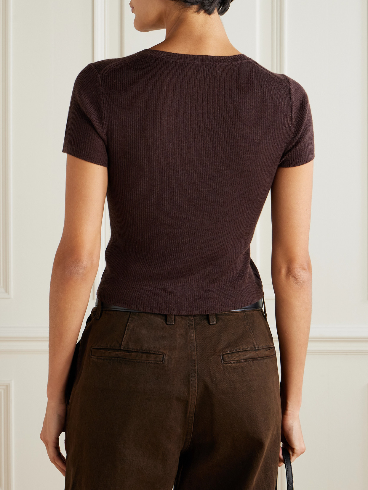 Éterne - Baby Tee Cropped Ribbed Cashmere T-Shirt
