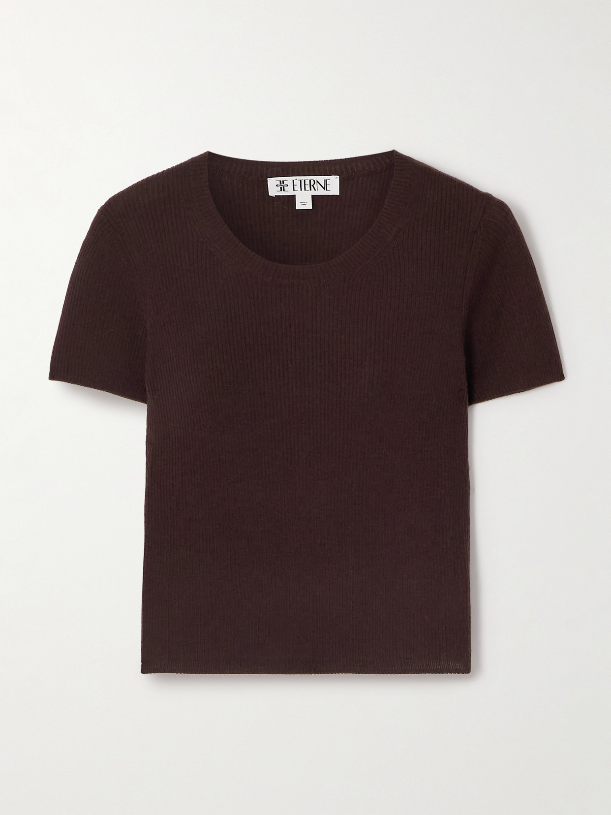 Éterne Baby Tee Cropped Ribbed Cashmere T-shirt In Brown