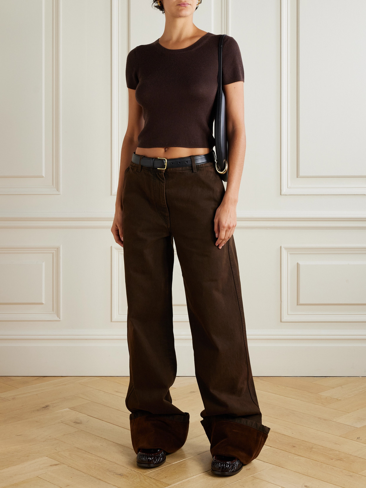 Éterne - Baby Tee Cropped Ribbed Cashmere T-Shirt