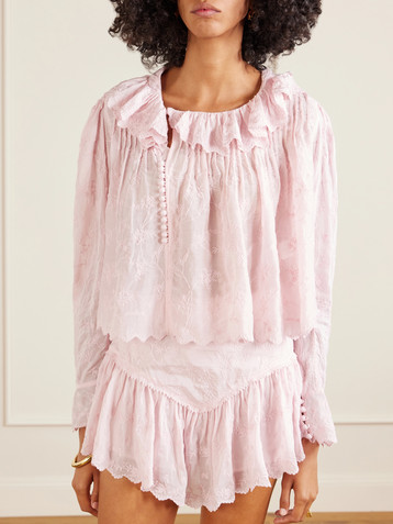 Isabel Marant Zelly embroidered cotton and silk-blend blouse