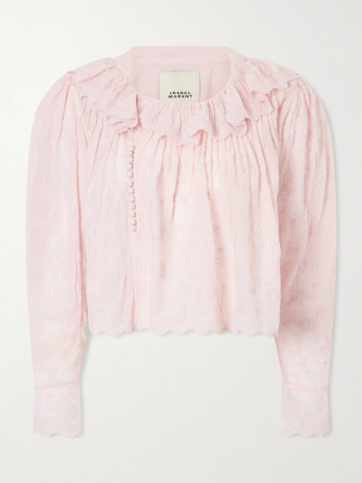 Isabel Marant Zelly Embroidered Cotton And Silk-blend Blouse In Pink