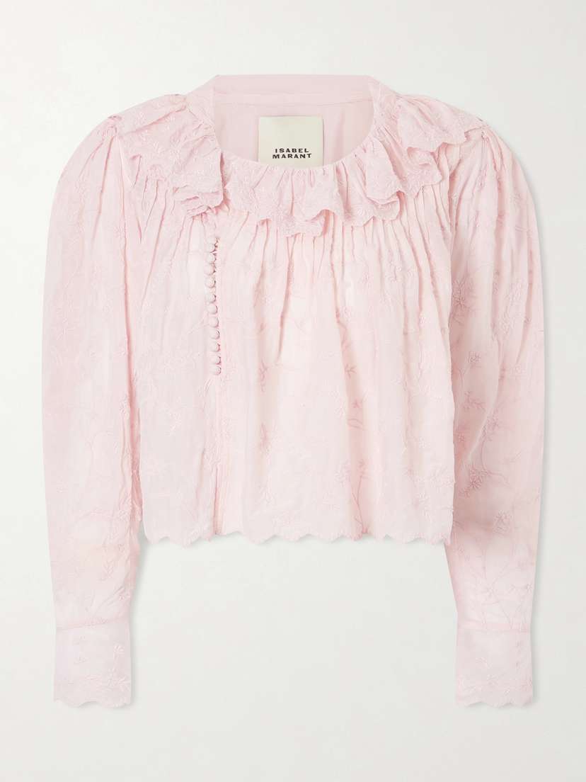 Isabel Marant Zelly Embroidered Cotton And Silk-blend Blouse
