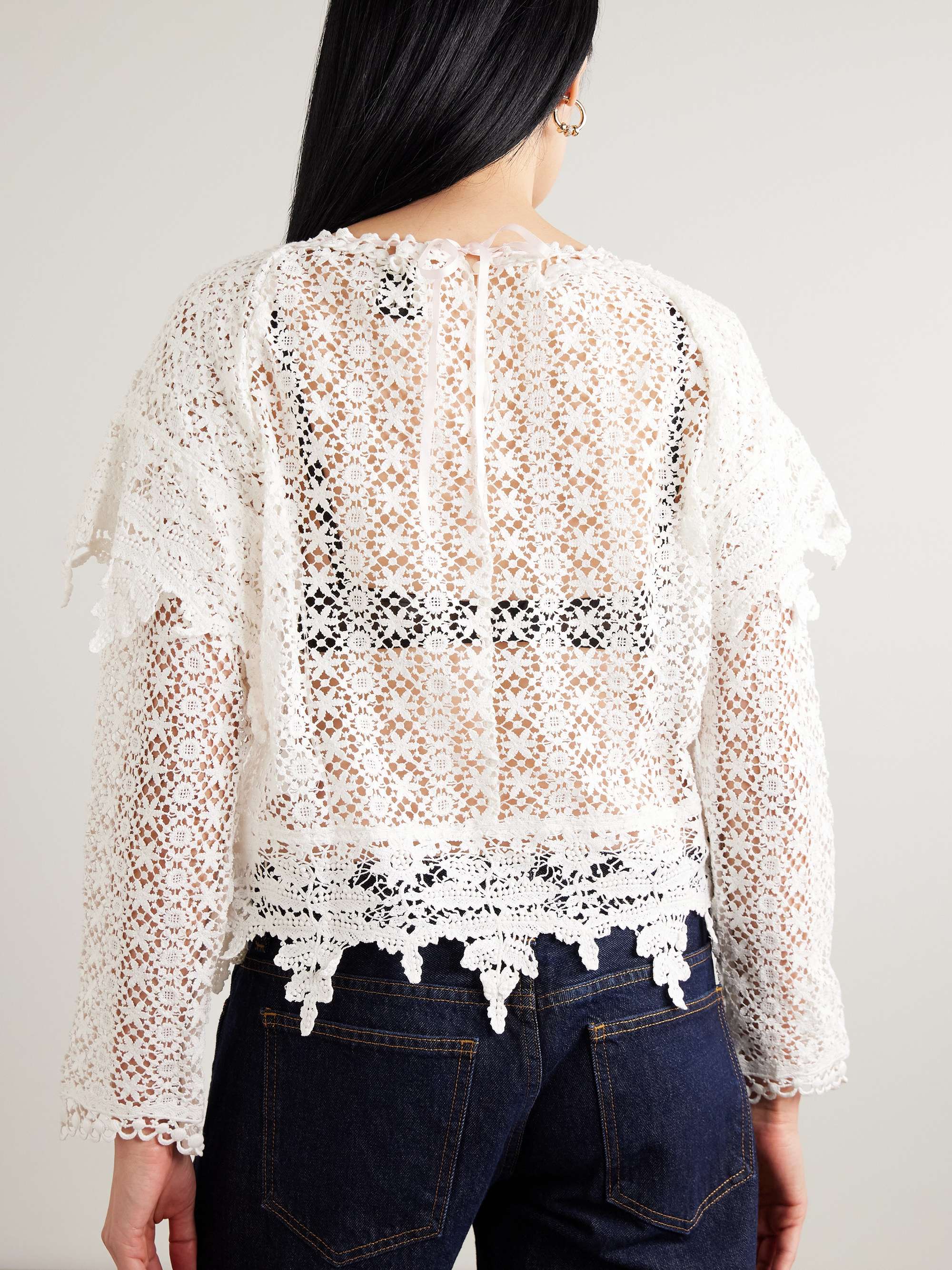 ISABEL MARANT Hyliana layered scalloped cotton lace blouse | NET-A