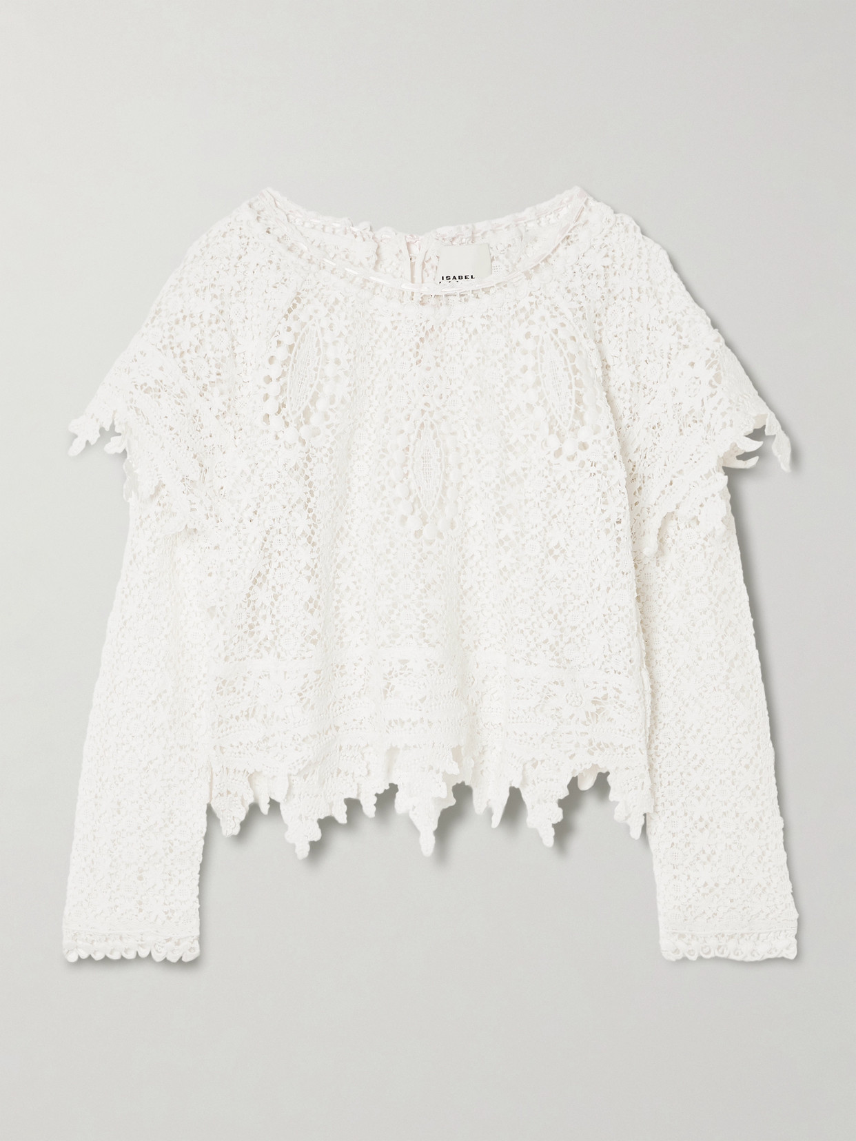 Isabel Marant Hyliana Layered Scalloped Cotton Lace Blouse In Multi
