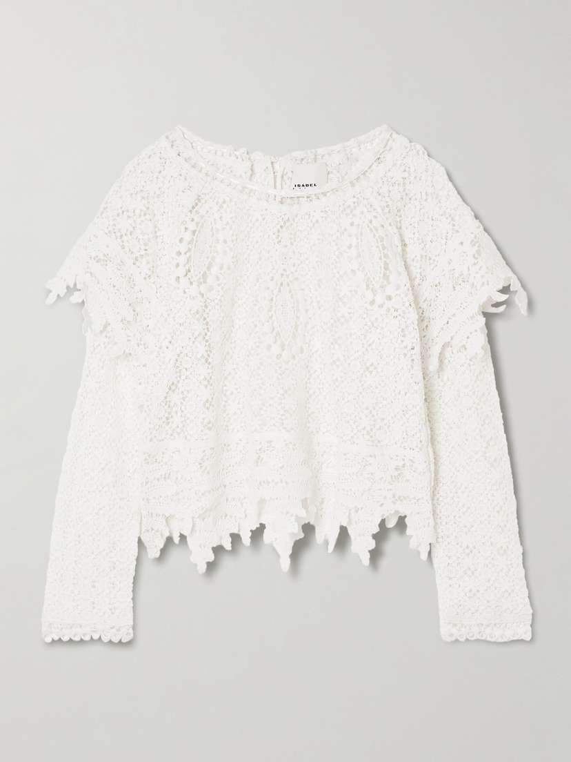 Isabel Marant Hyliana Layered Scalloped Cotton Lace Blouse