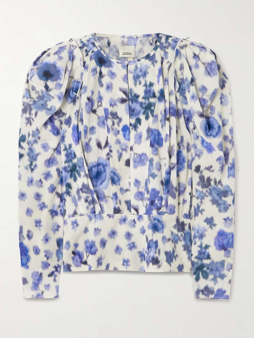 Isabel Marant Zarga Pleated Floral-print Silk-blend Blouse