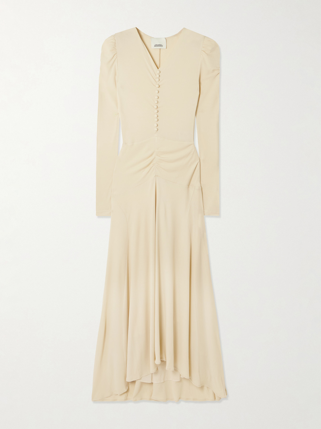Isabel Marant Nejma Asymmetric Gathered Stretch-jersey Midi Dress In Neutral