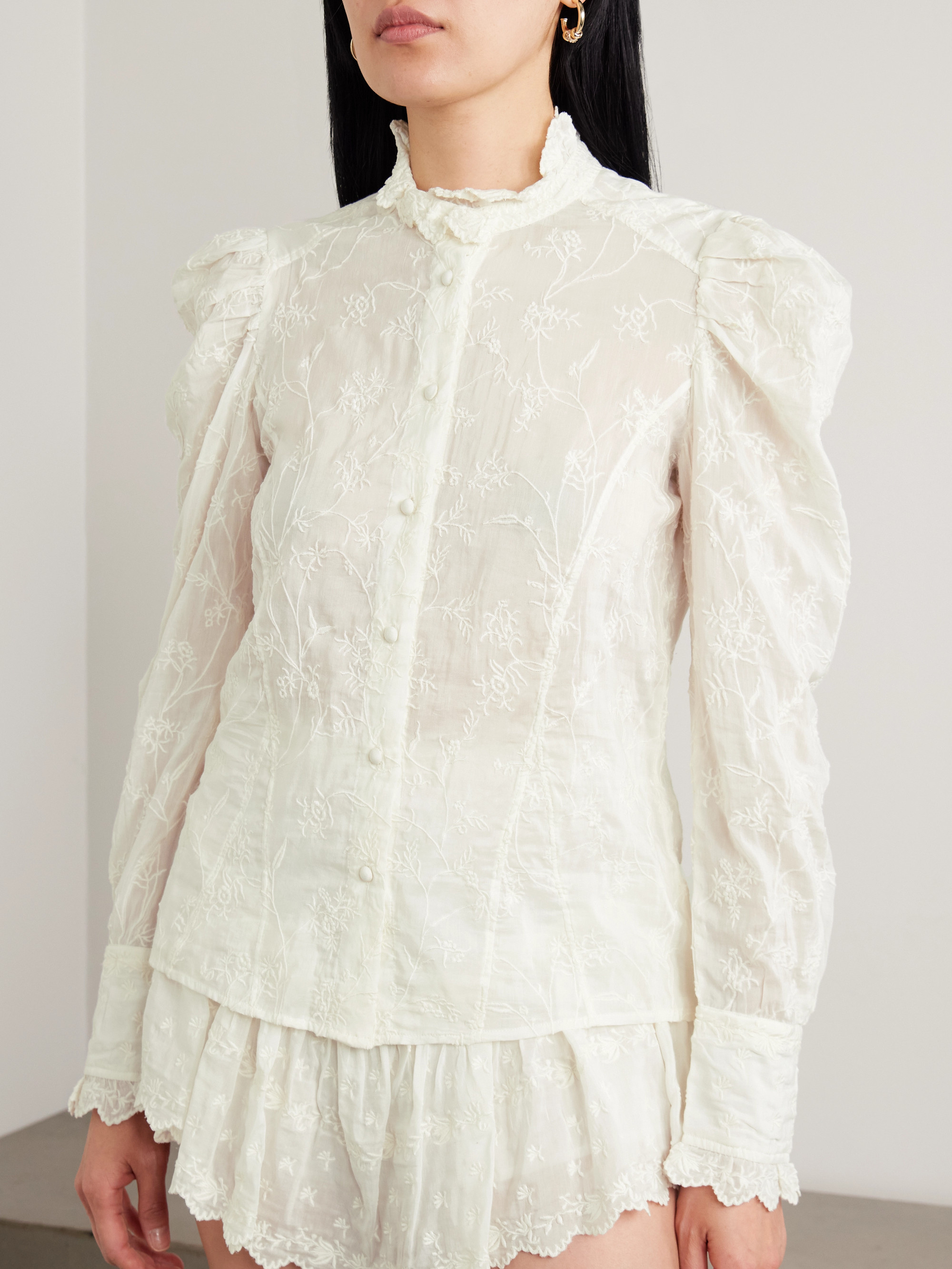 Marant Étoile - Zorica ruffled embroidered cotton and silk-blend