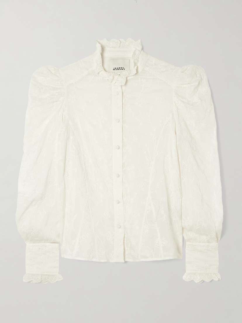 Isabel Marant Zorica Ruffled Embroidered Cotton And Silk-blend Voile Blouse