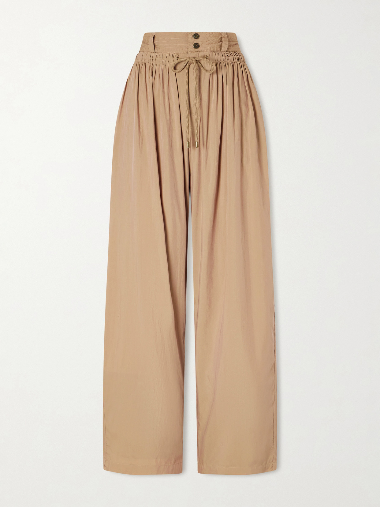 Isabel Marant Inaya High Waist Gathered Straight Leg Pants In Brown