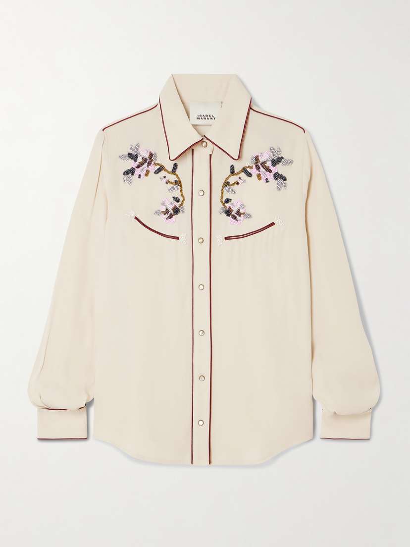 Isabel Marant Yzea Piped Embellished Cady Shirt