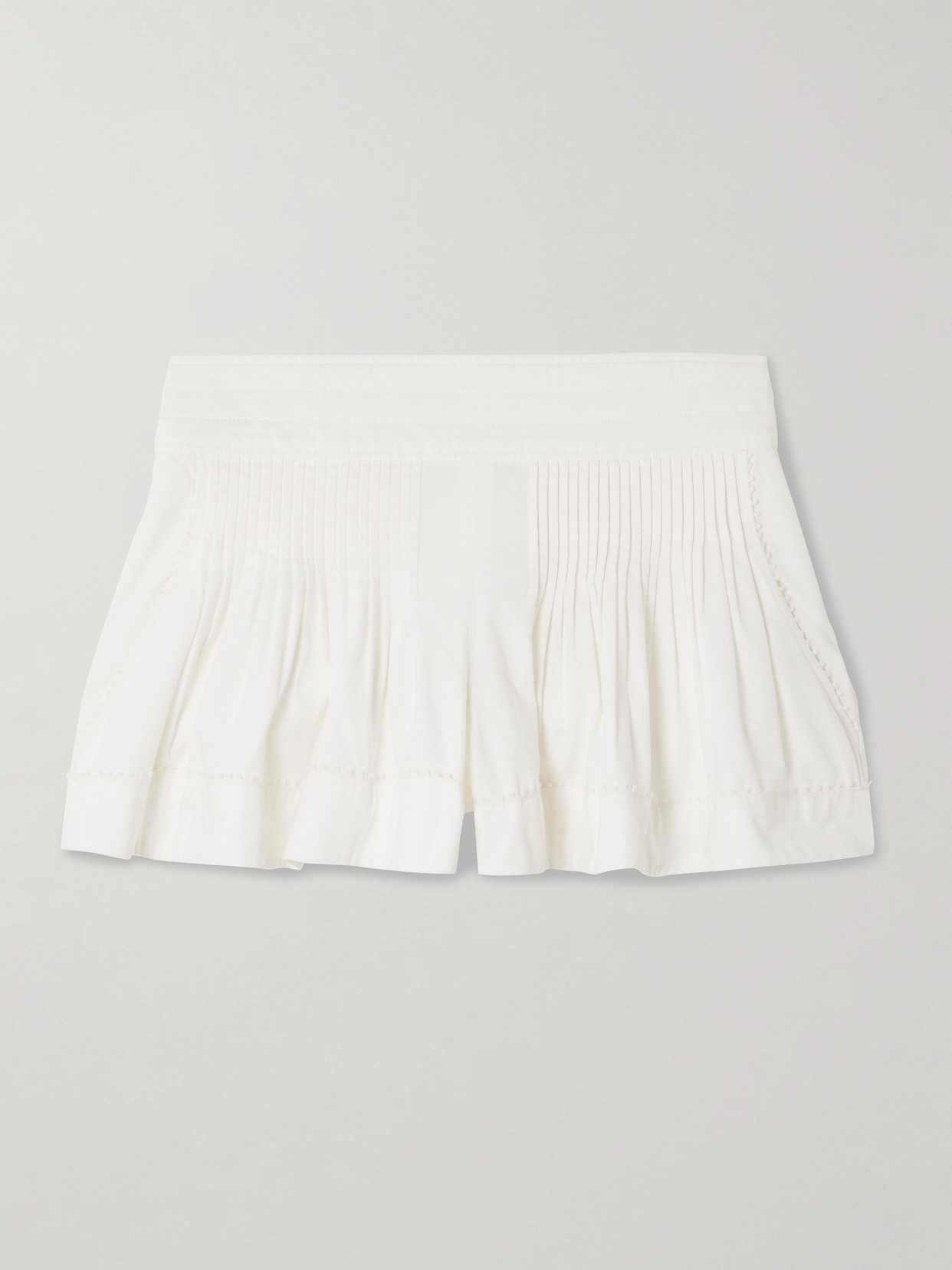 Isabel Marant Cybila Pintucked Cotton Shorts In White